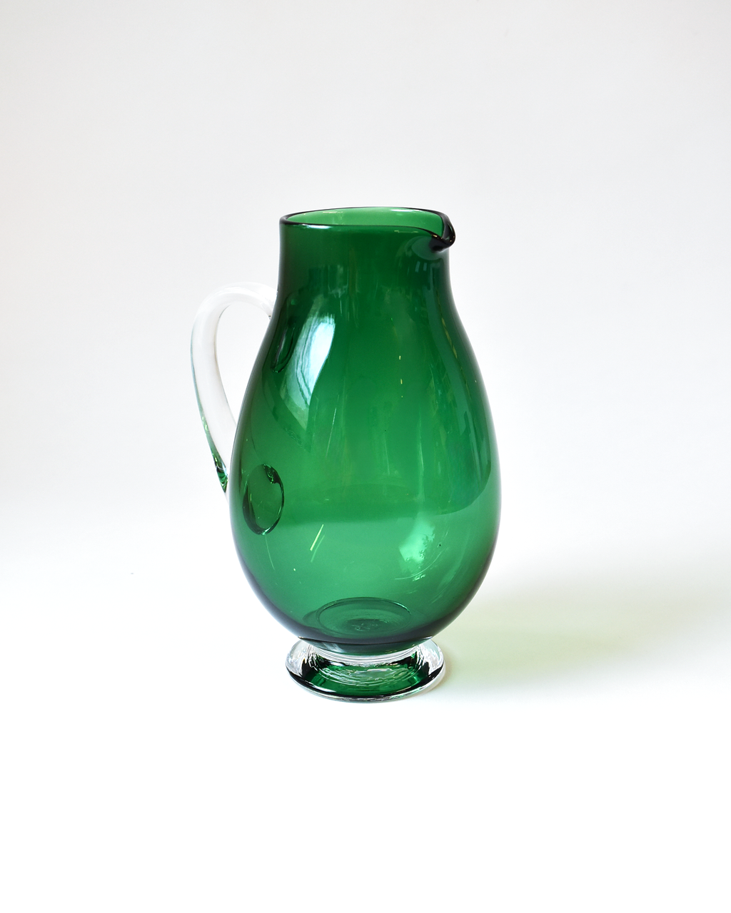 Rich Green Blown Glass Jug