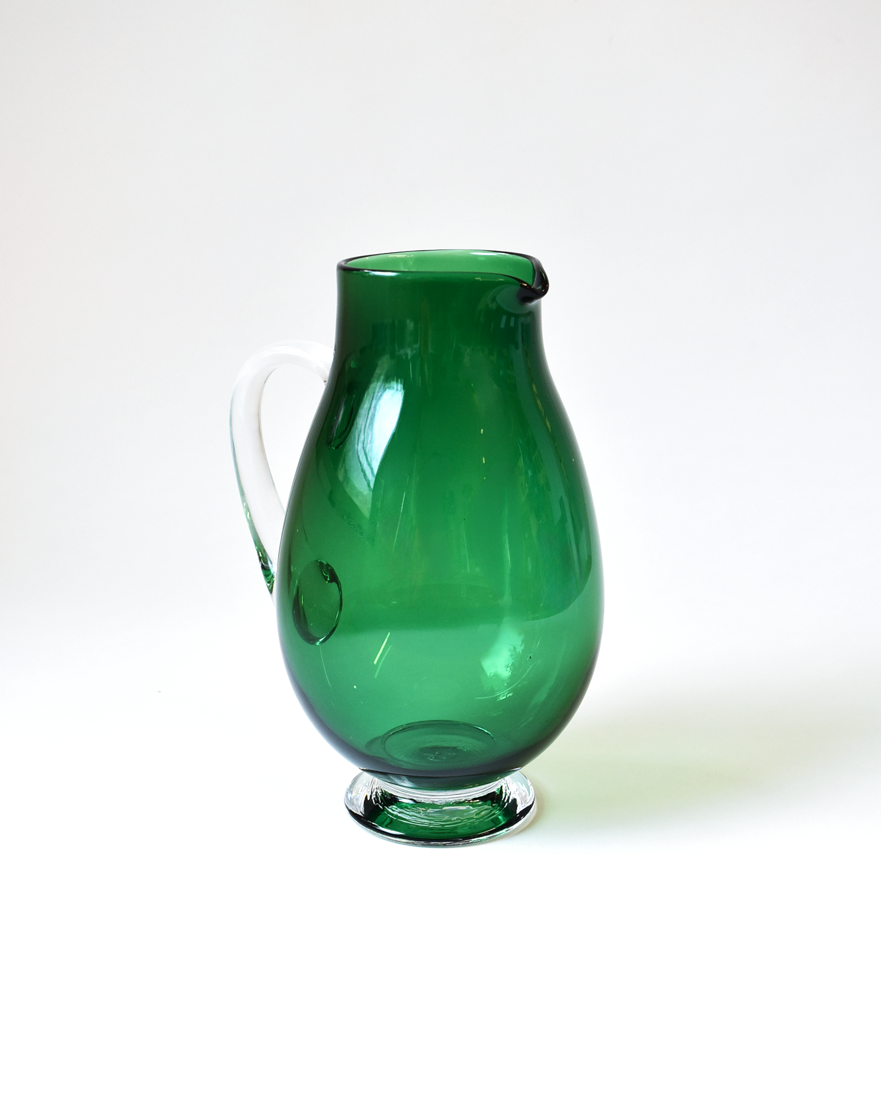 Rich Green Blown Glass Jug