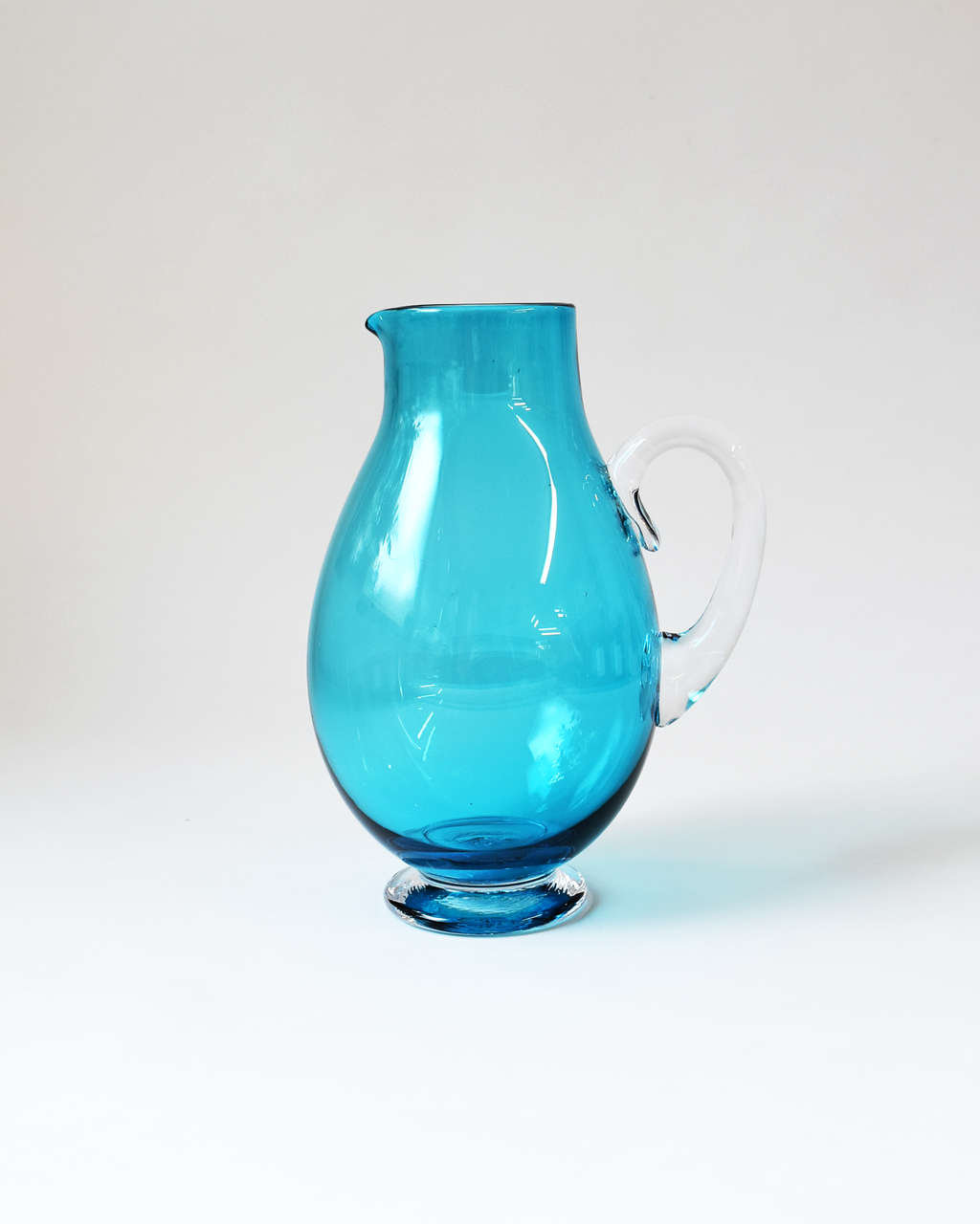 Vibrant Aqua Blown Glass Jug
