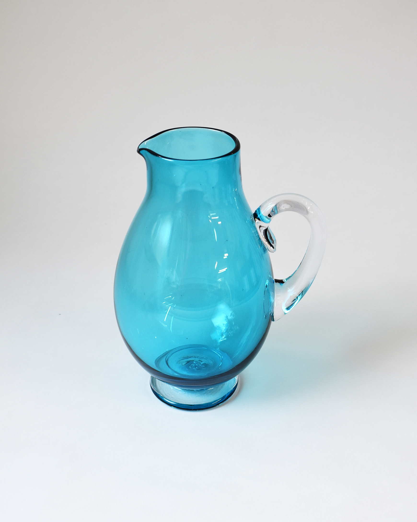 Vibrant Aqua Blown Glass Jug