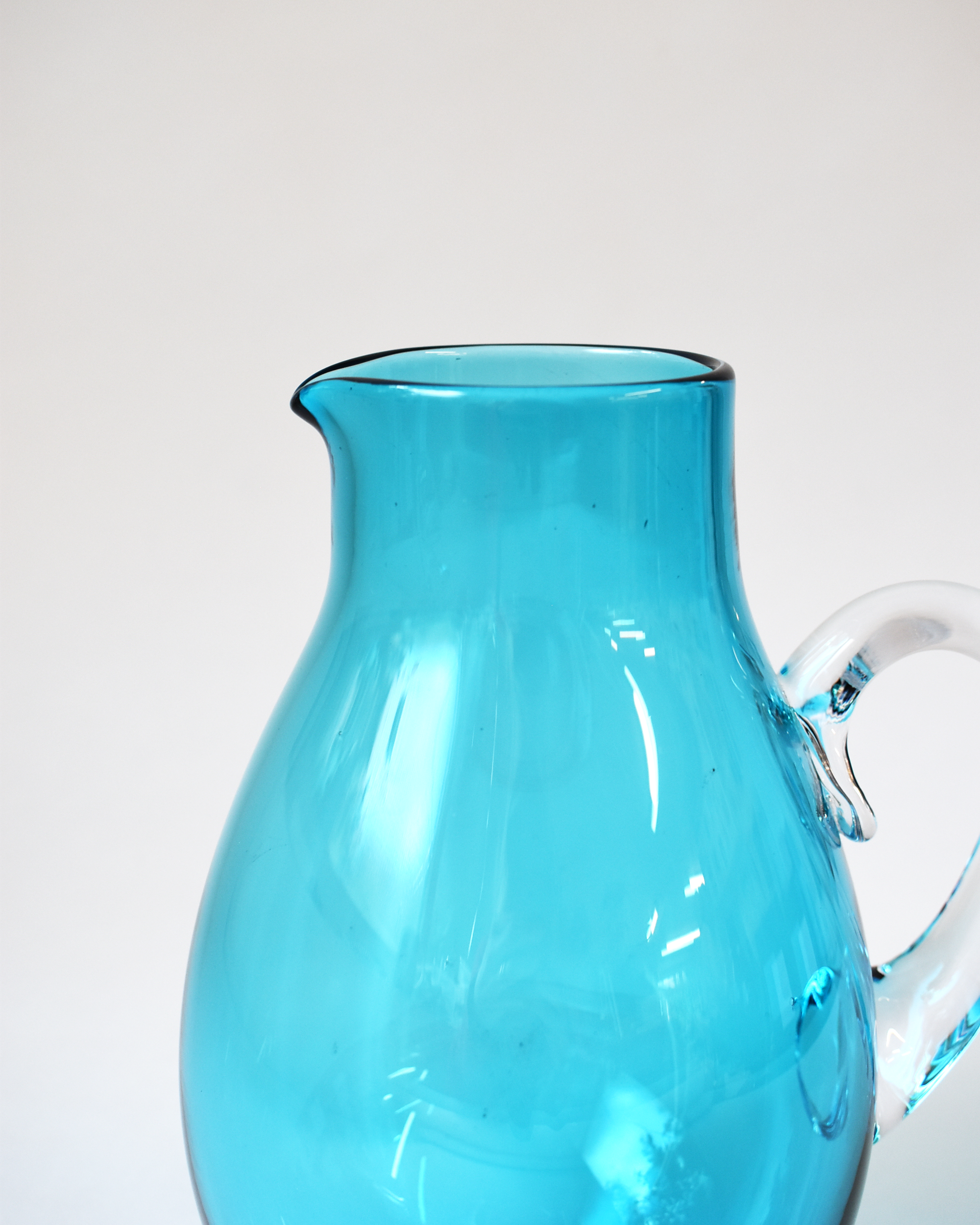 Vibrant Aqua Blown Glass Jug