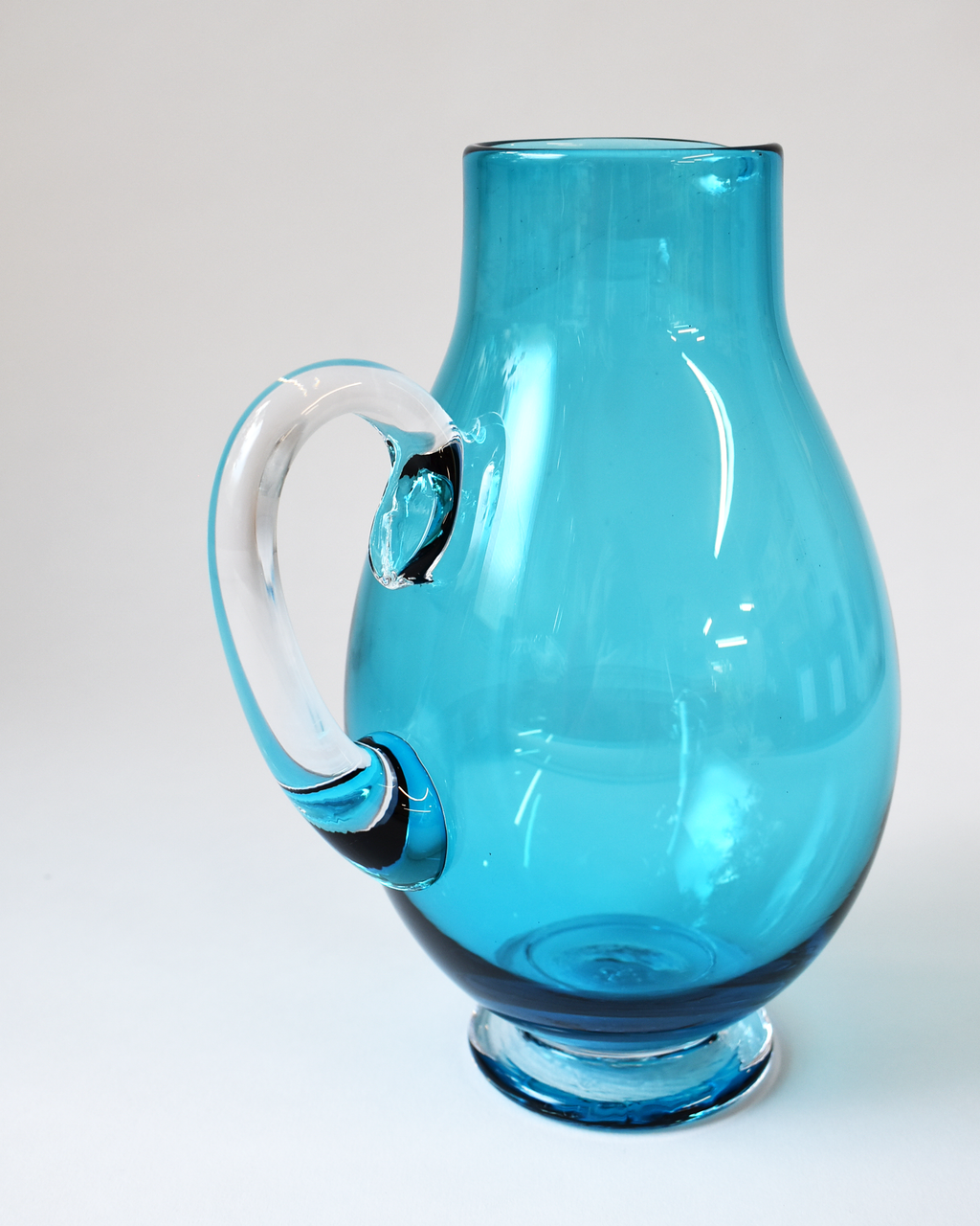 Vibrant Aqua Blown Glass Jug
