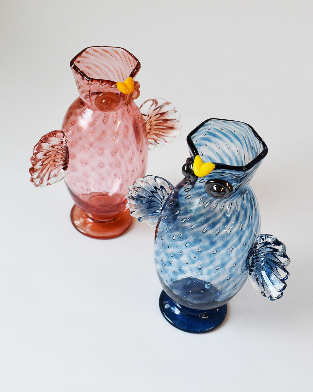 Navy Blue Blown Glass 'Owl Jug'