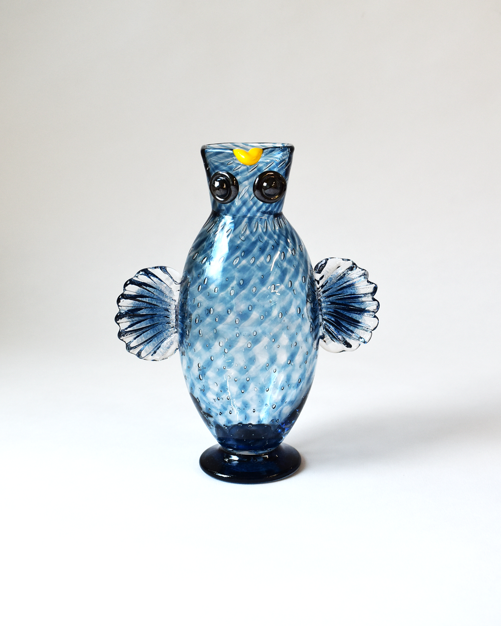 Navy Blue Blown Glass 'Owl Jug'
