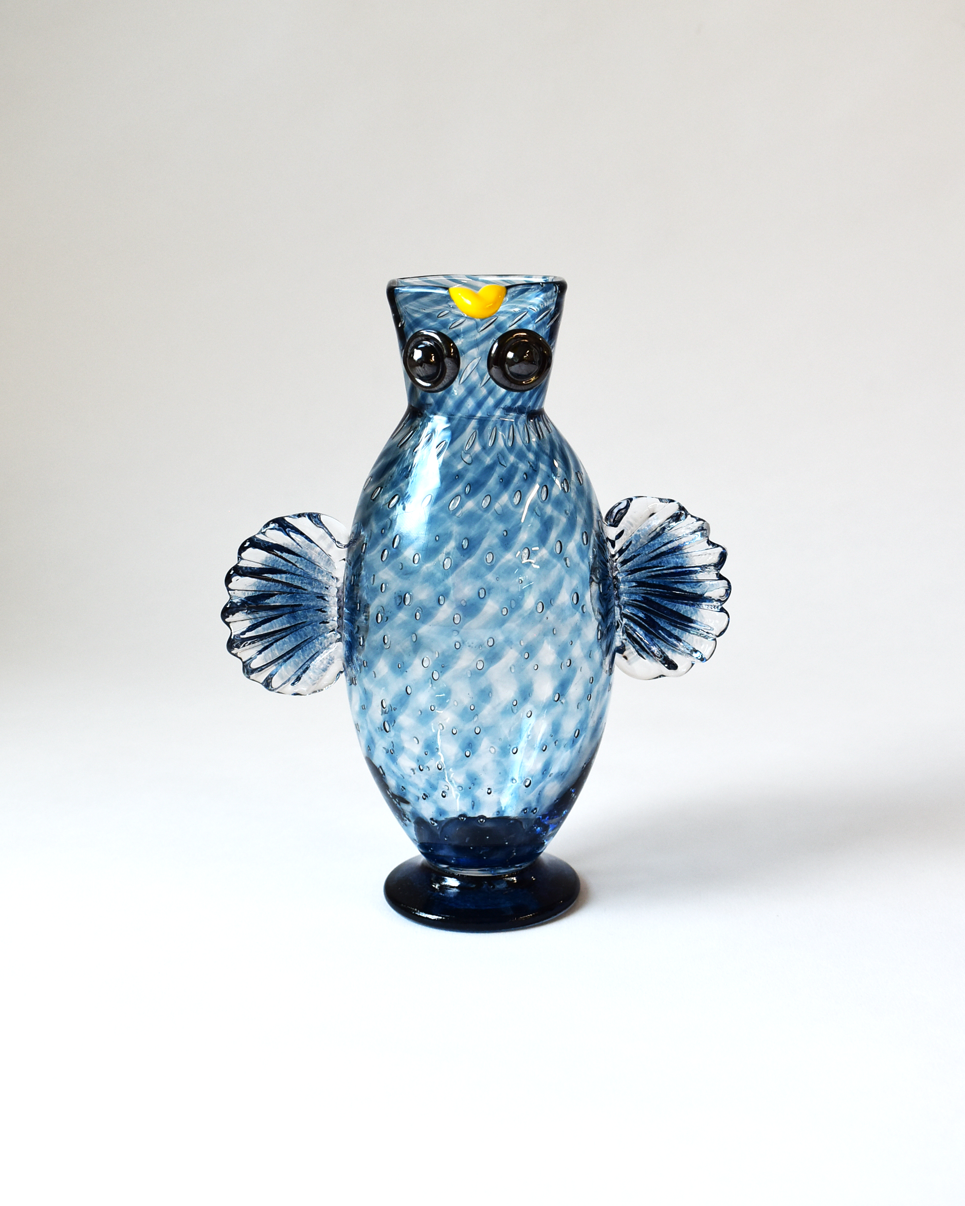 Navy Blue Blown Glass 'Owl Jug'
