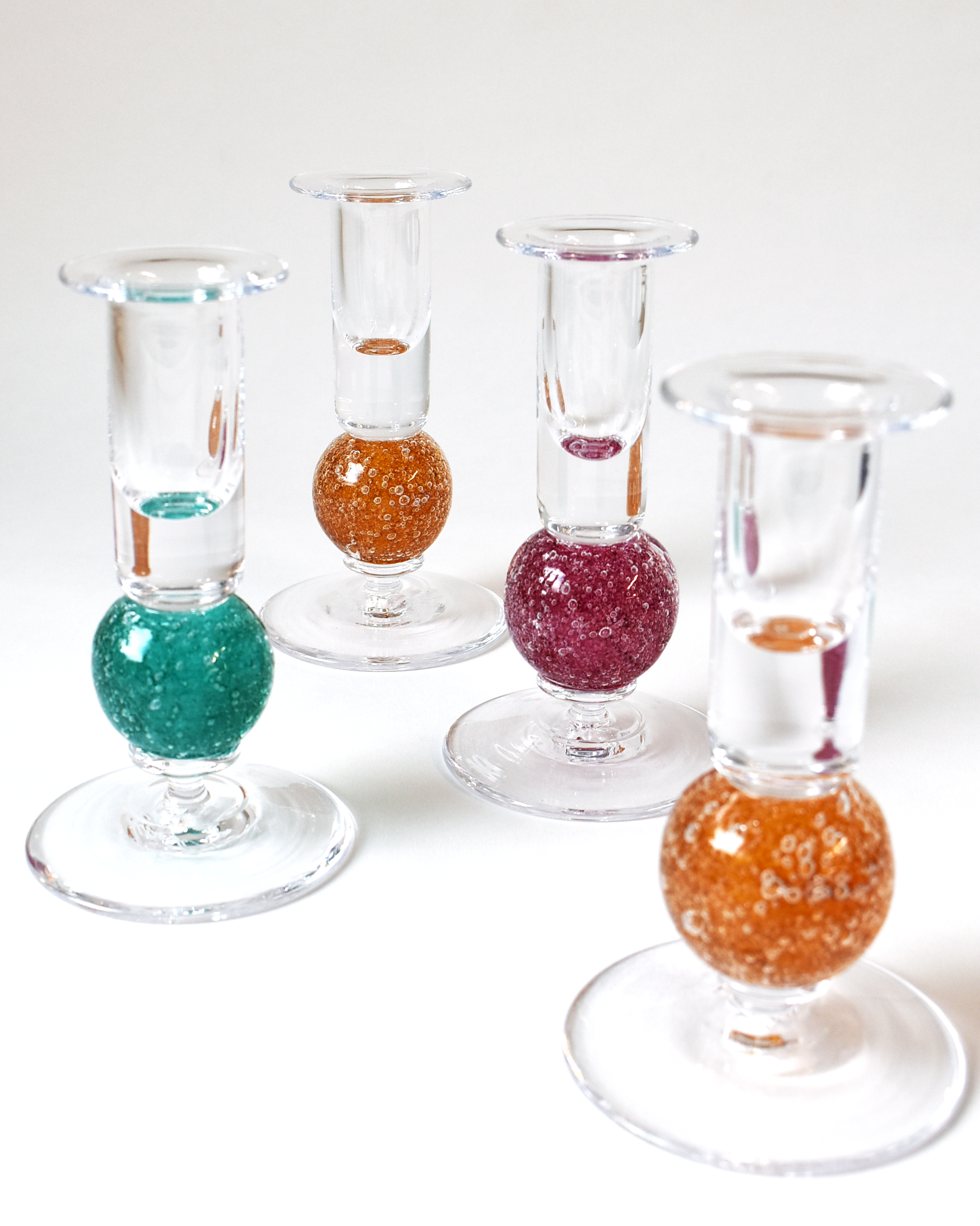 Emerald Green Blown Glass 'Stellar Candlestick'