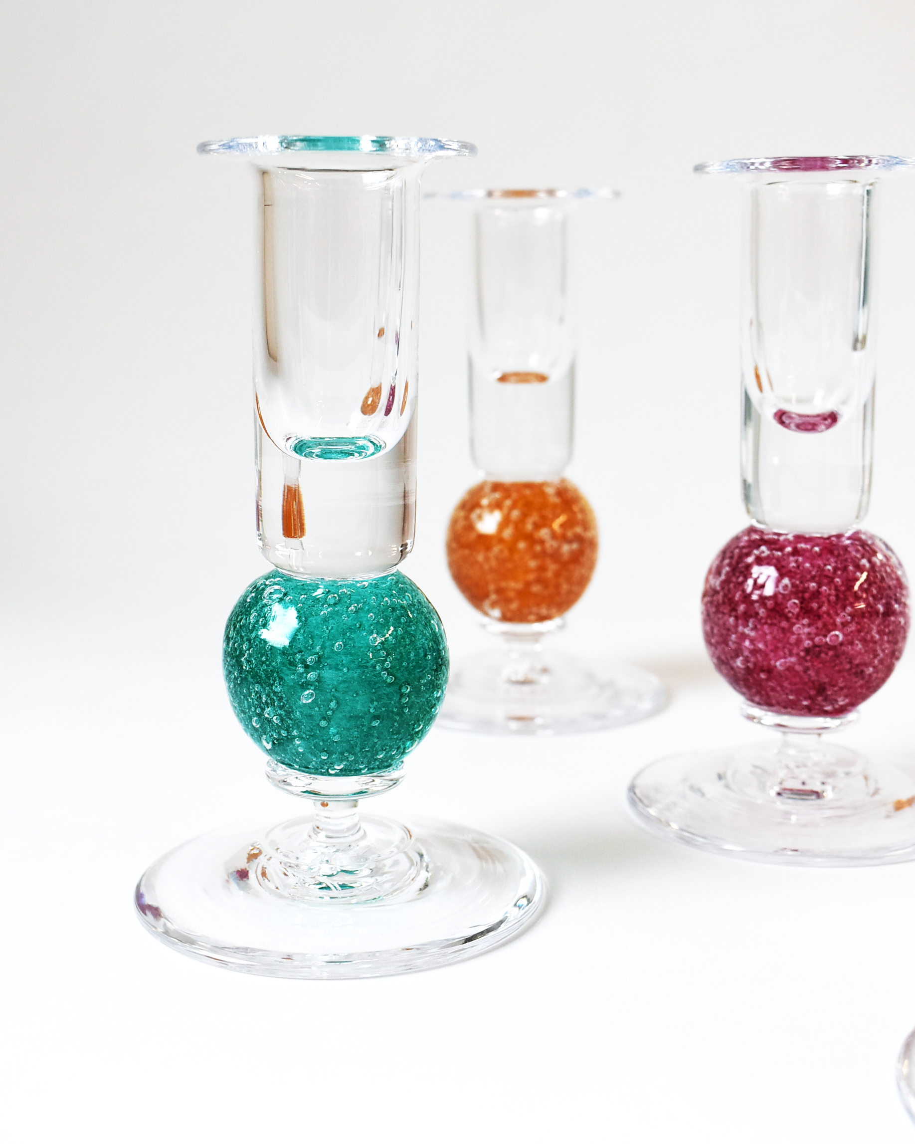 Emerald Green Blown Glass 'Stellar Candlestick'
