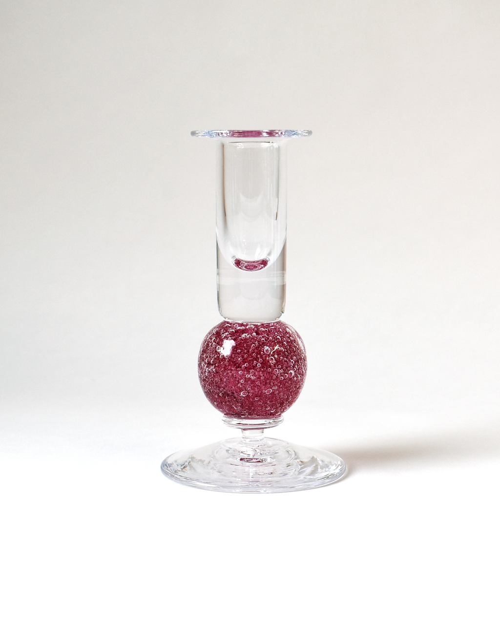 Cranberry Pink Blown Glass 'Stellar Candlestick'