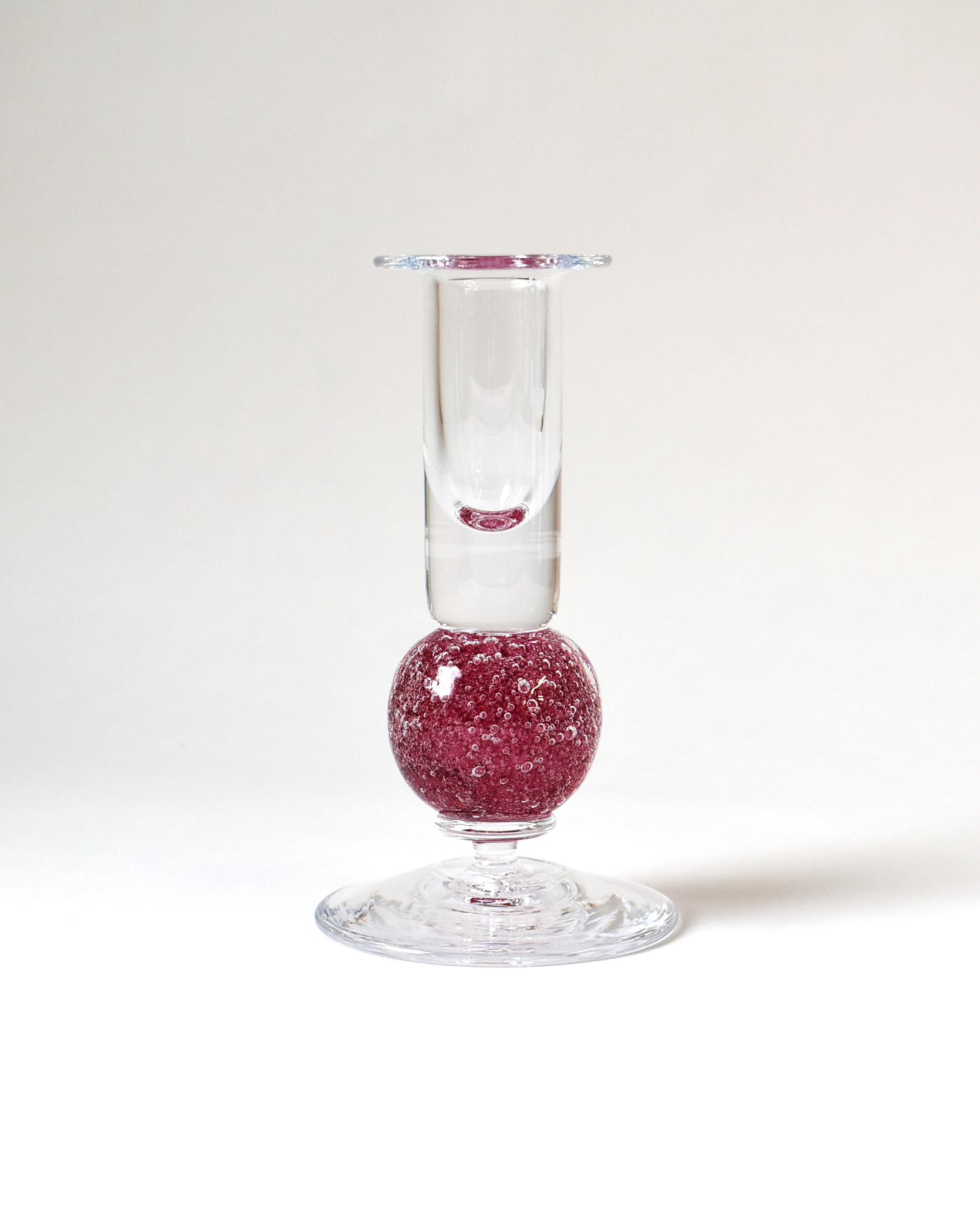 Cranberry Pink Blown Glass 'Stellar Candlestick'
