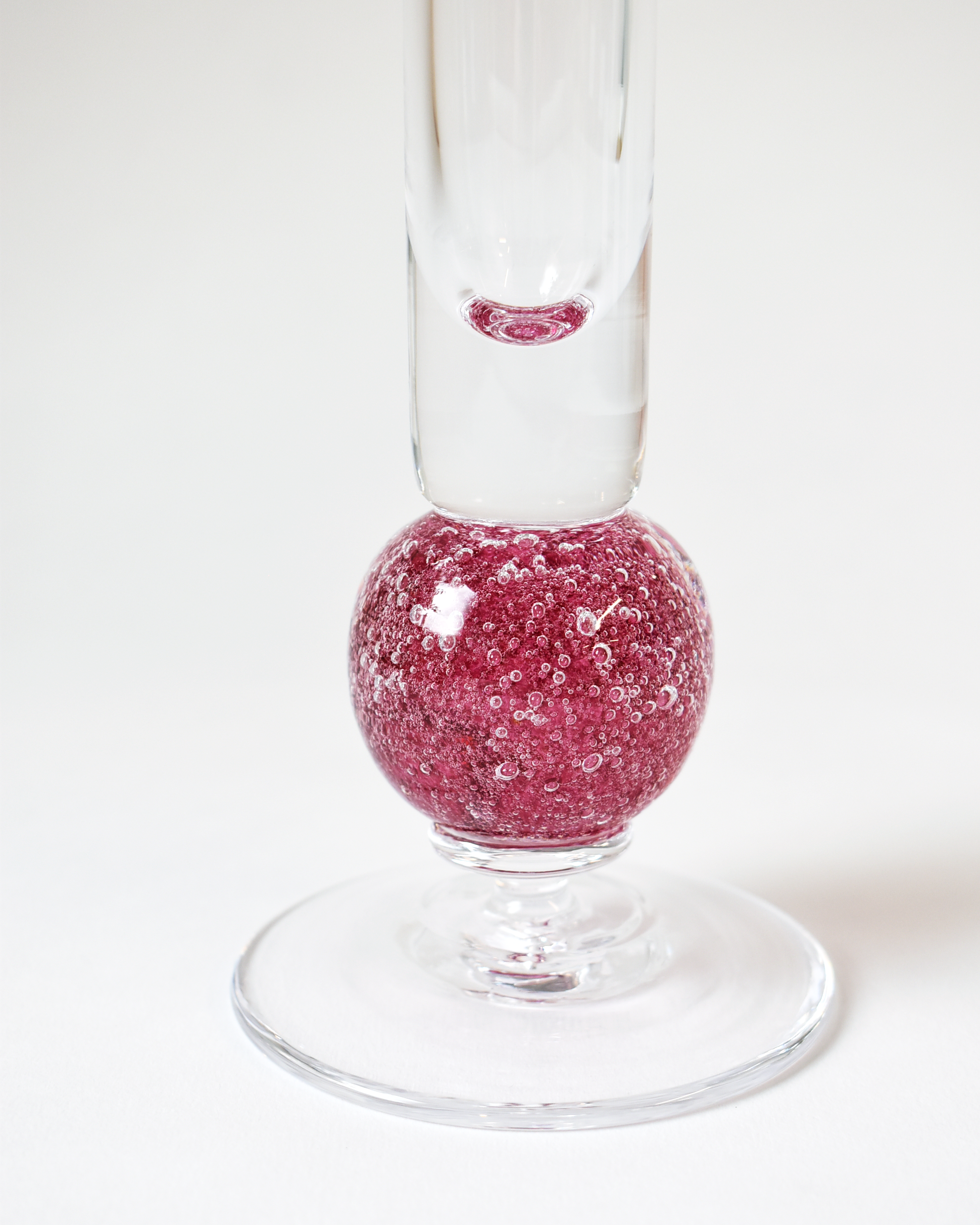 Cranberry Pink Blown Glass 'Stellar Candlestick'