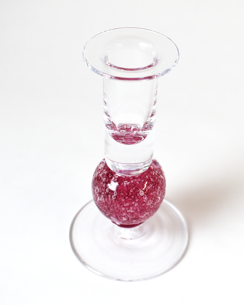 Cranberry Pink Blown Glass 'Stellar Candlestick'
