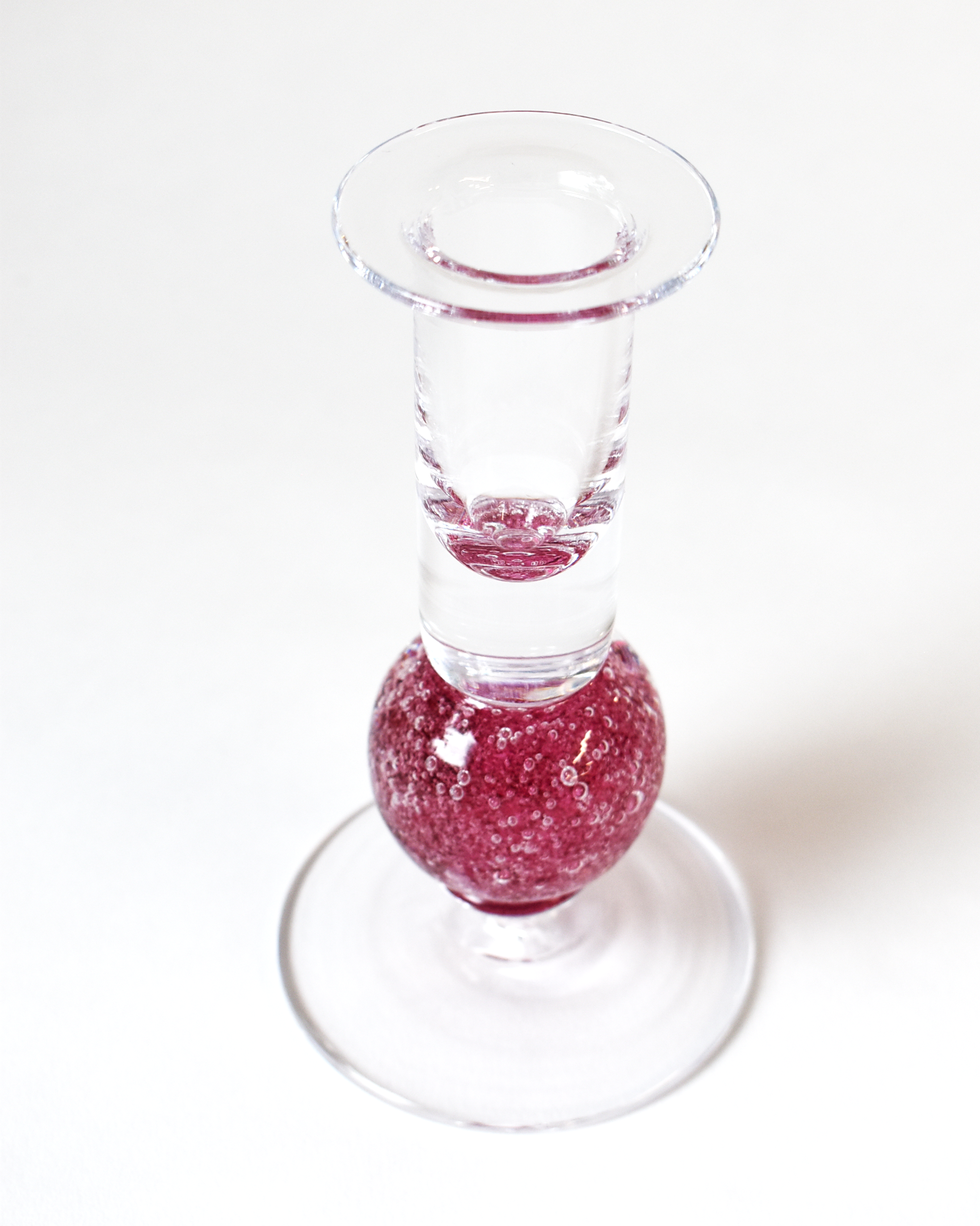 Cranberry Pink Blown Glass 'Stellar Candlestick'