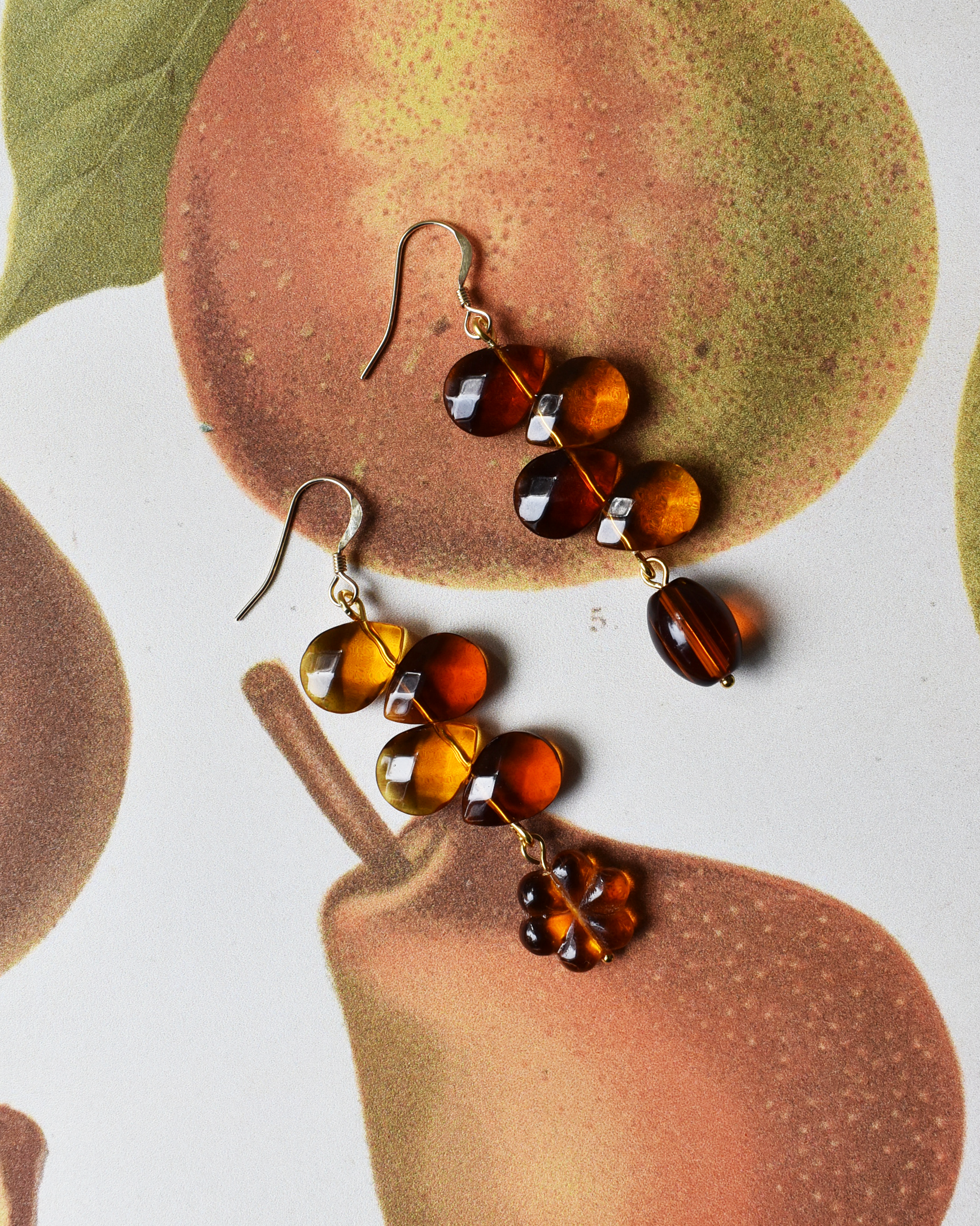 'Golden Brown' Cascade Bead Earrings