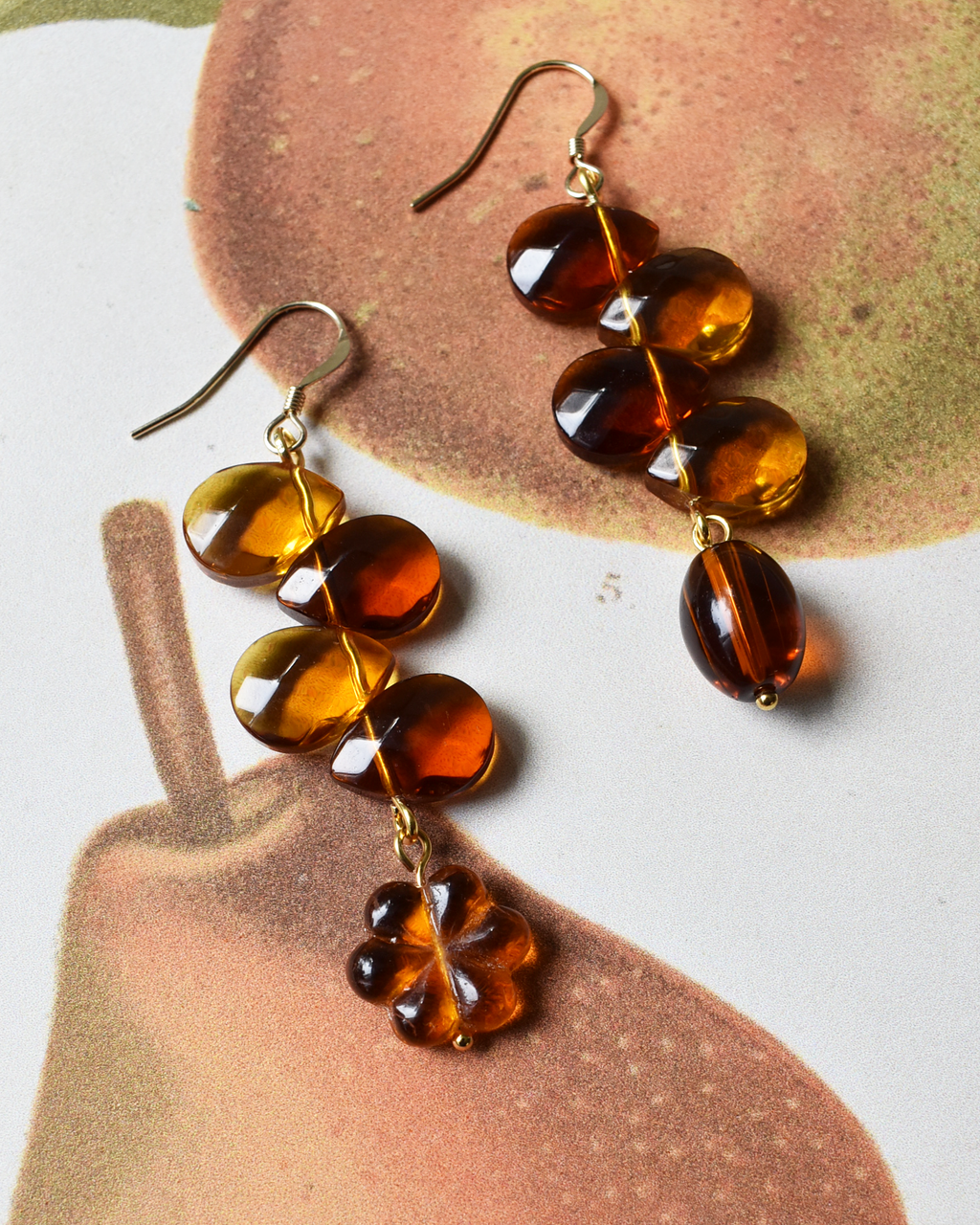 'Golden Brown' Cascade Bead Earrings