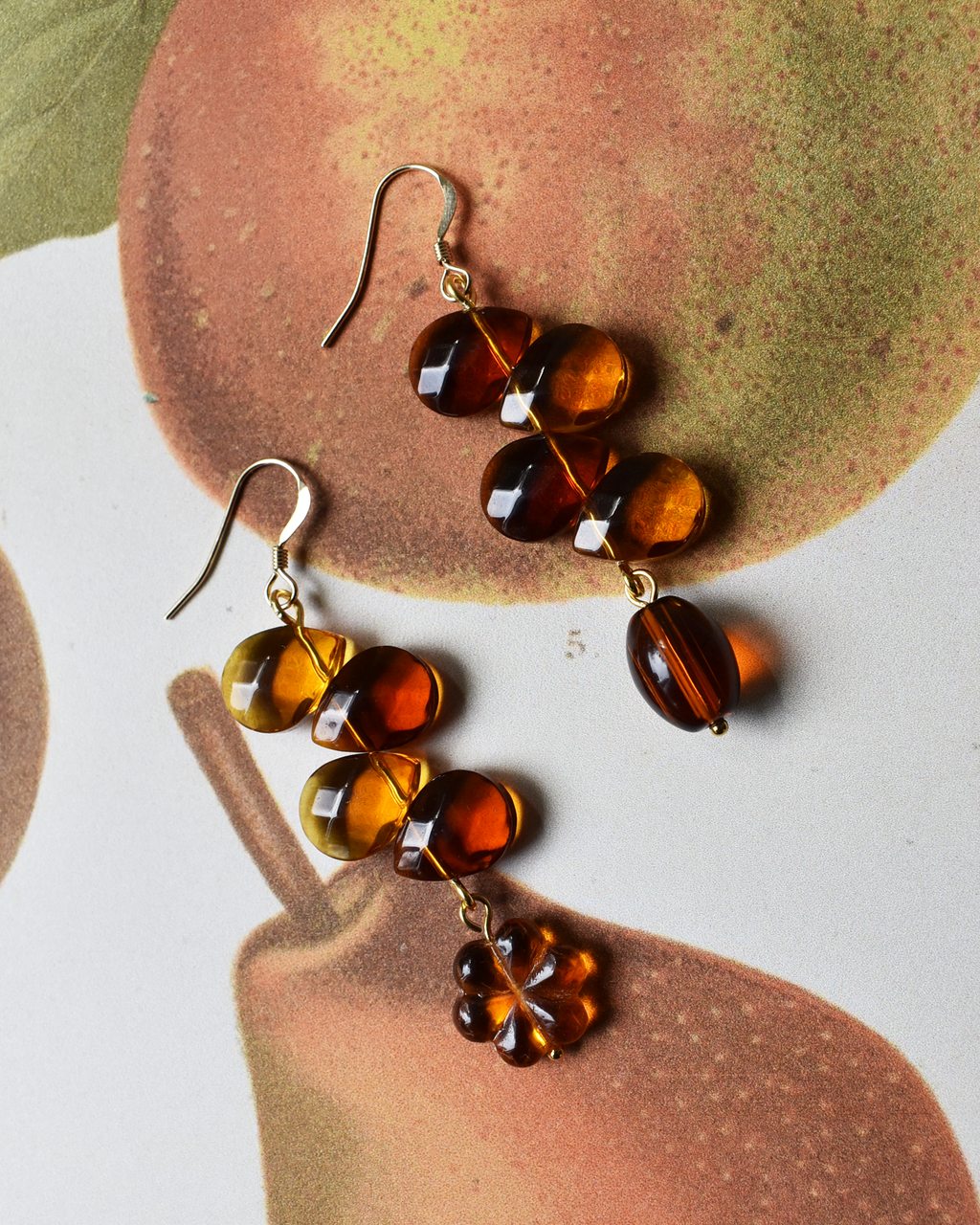 'Golden Brown' Cascade Bead Earrings