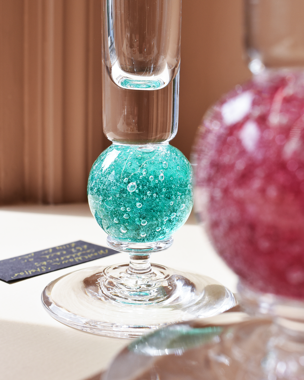 Emerald Green Blown Glass 'Stellar Candlestick'