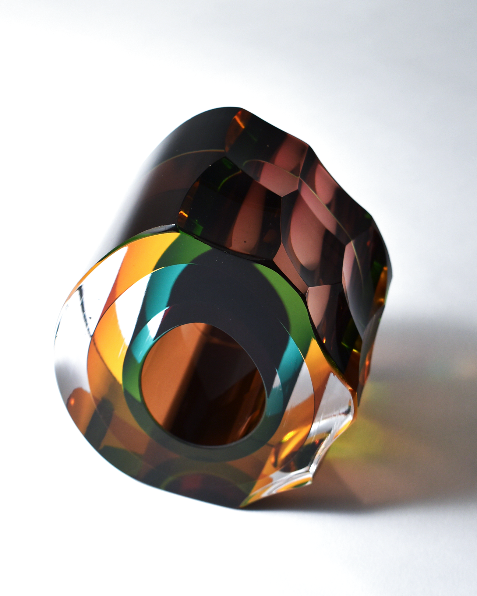 Warm Yellow & Teal 'Deep Cut Slice' Sculpture