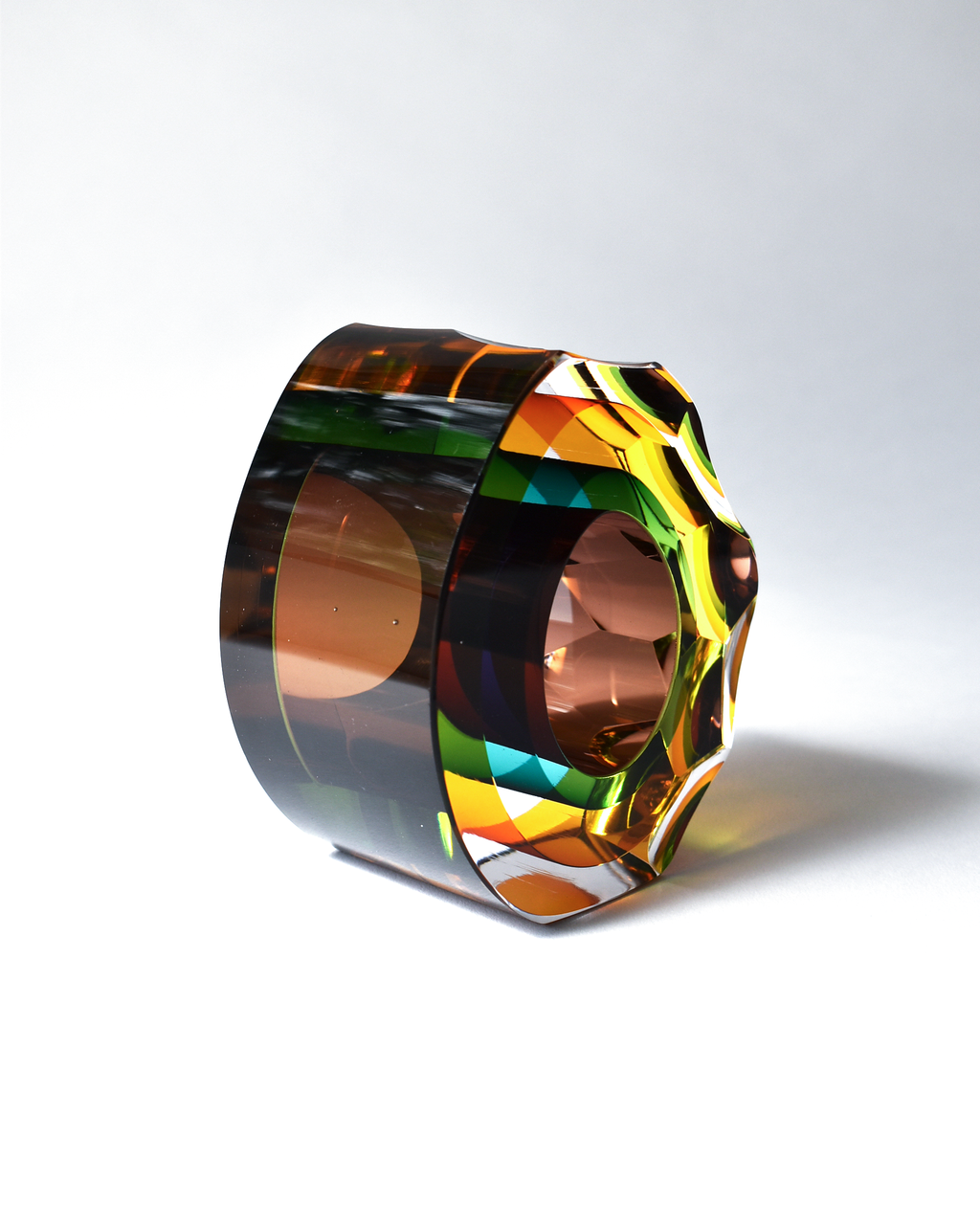 Warm Yellow & Teal 'Deep Cut Slice' Sculpture