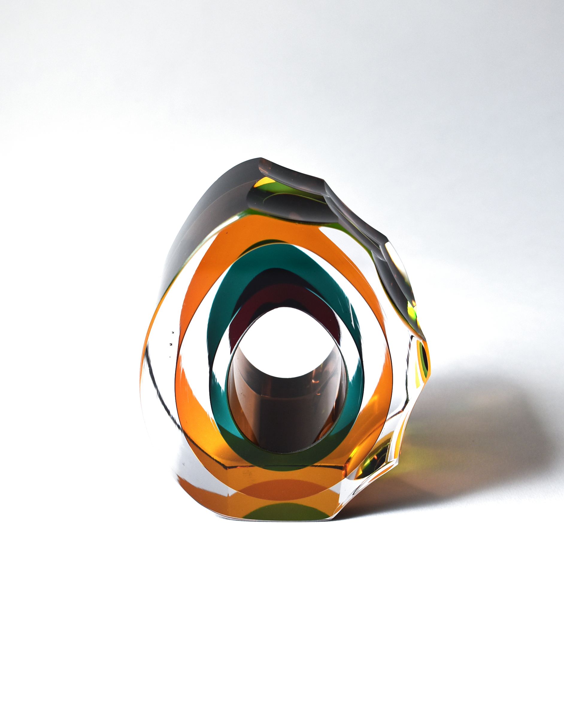 Warm Yellow & Teal 'Deep Cut Slice' Sculpture