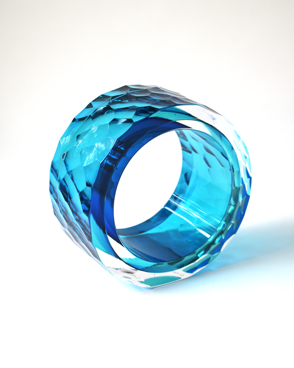 Large Aqua 'Deep Cut Slice' Sculpture