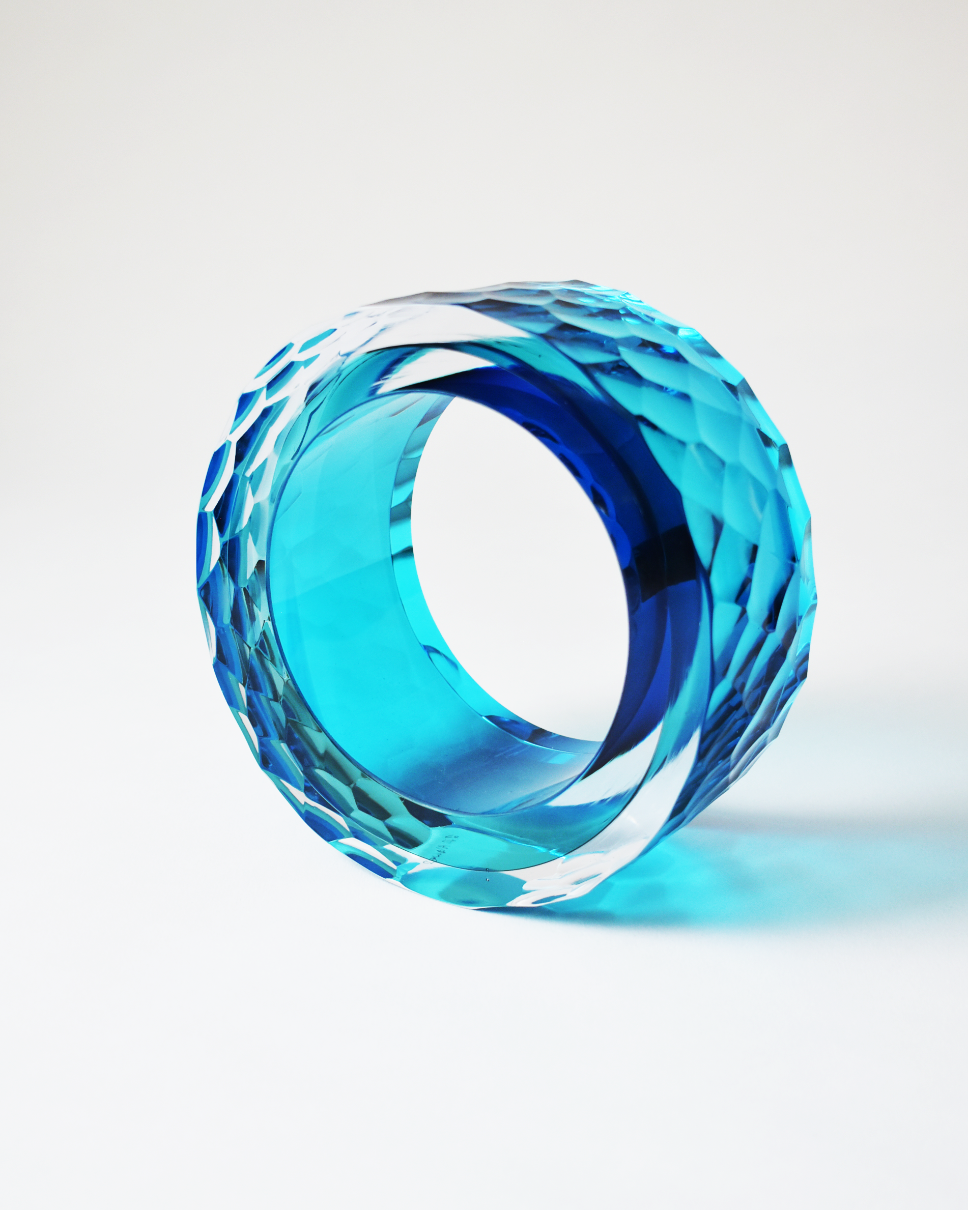 Large Aqua 'Deep Cut Slice' Sculpture