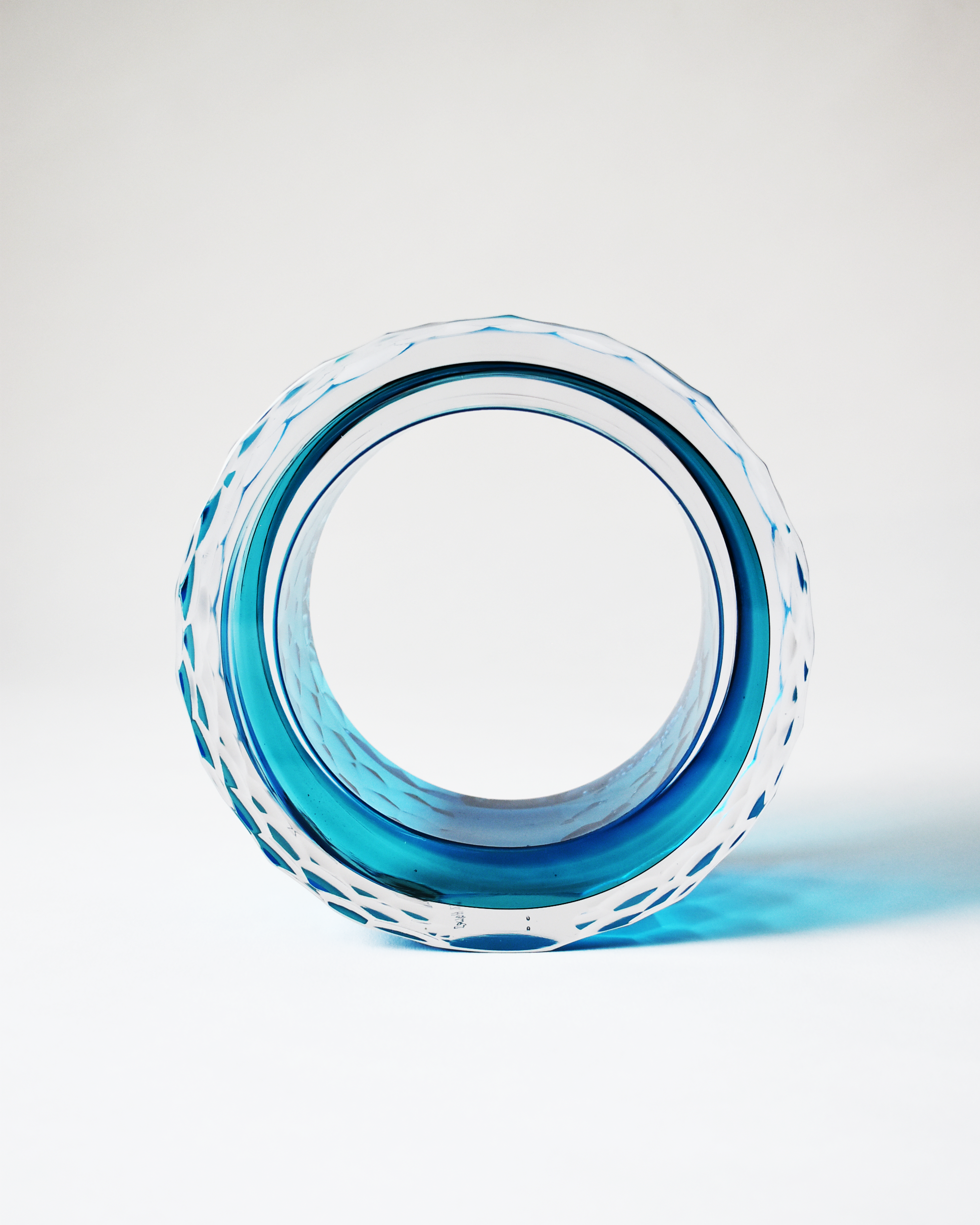 Large Aqua 'Deep Cut Slice' Sculpture