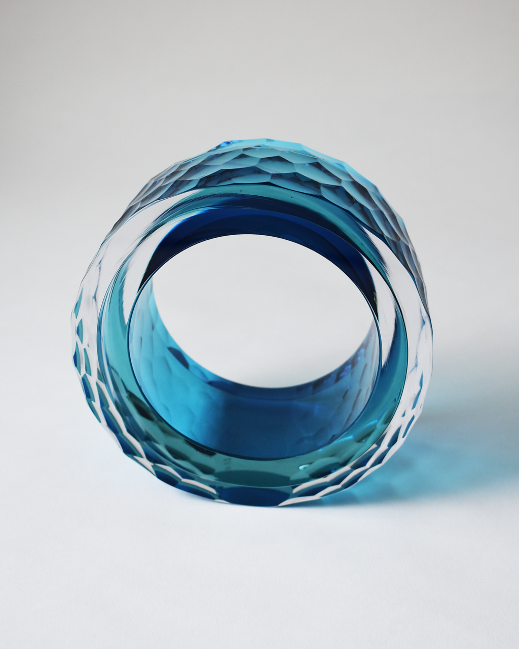 Large Aqua 'Deep Cut Slice' Sculpture