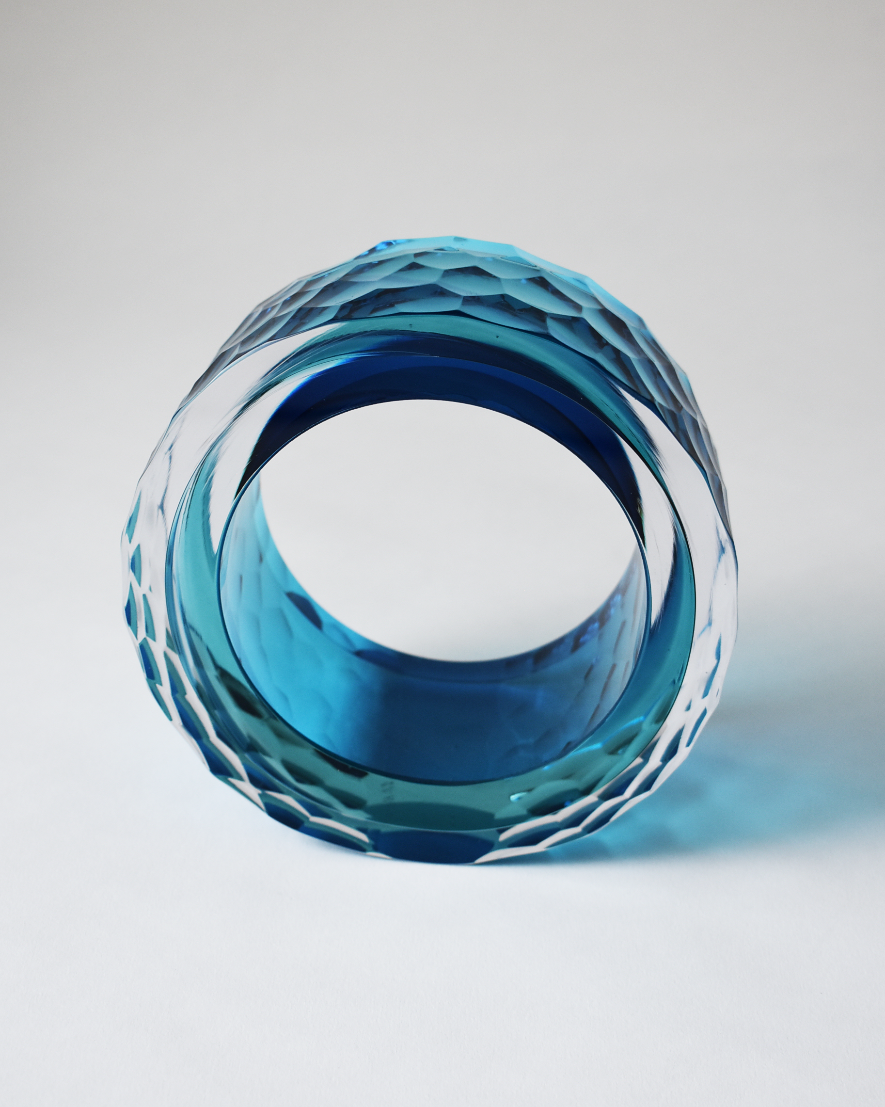 Large Aqua 'Deep Cut Slice' Sculpture