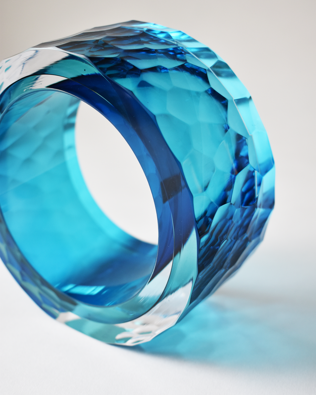 Large Aqua 'Deep Cut Slice' Sculpture
