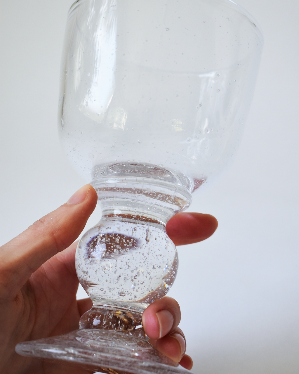 Mouthblown Clear Seedy 'Heritage' Glass Goblet