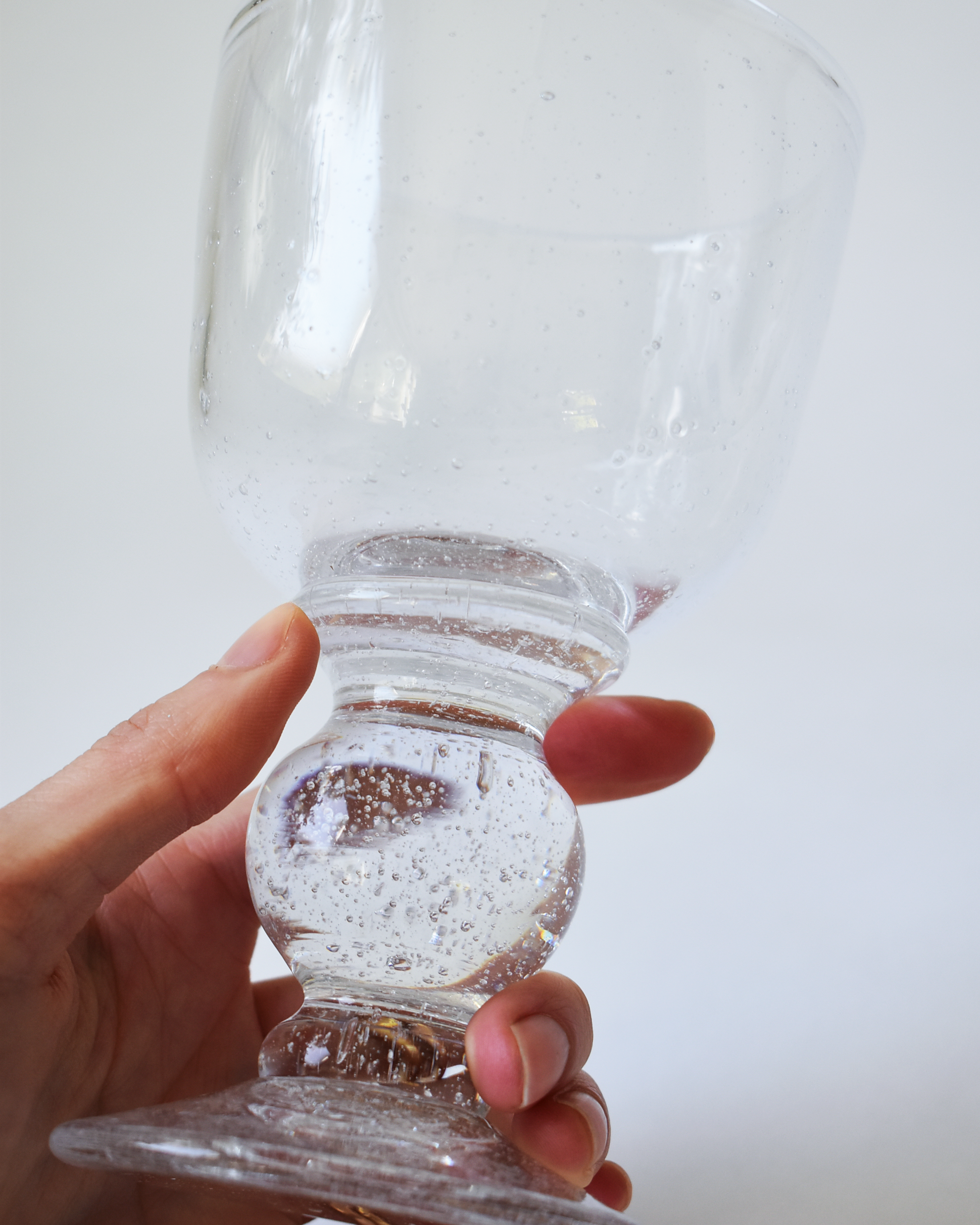 Mouthblown Clear Seedy 'Heritage' Glass Goblet