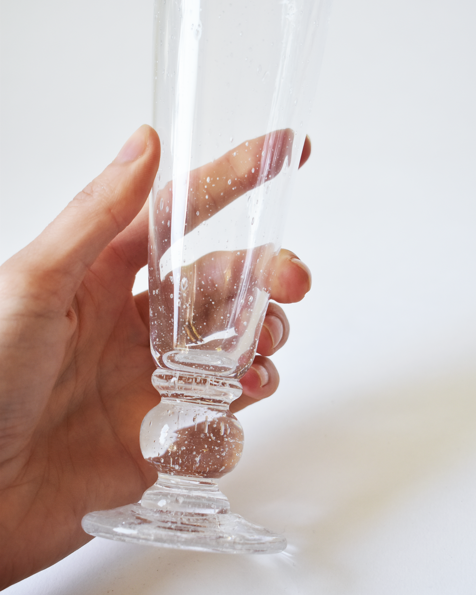 Mouthblown Clear Seedy 'Heritage' Champagne Glass