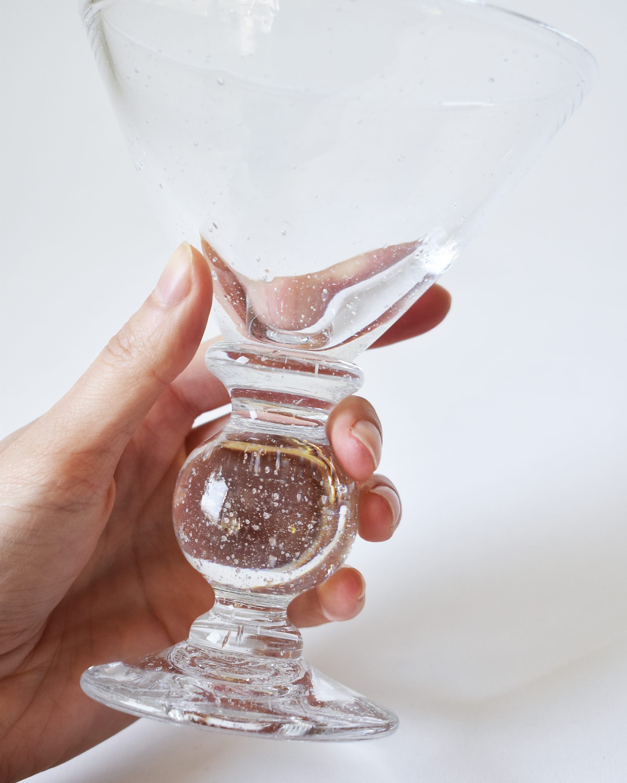 Mouthblown Clear Seedy 'Heritage' Cocktail Glass