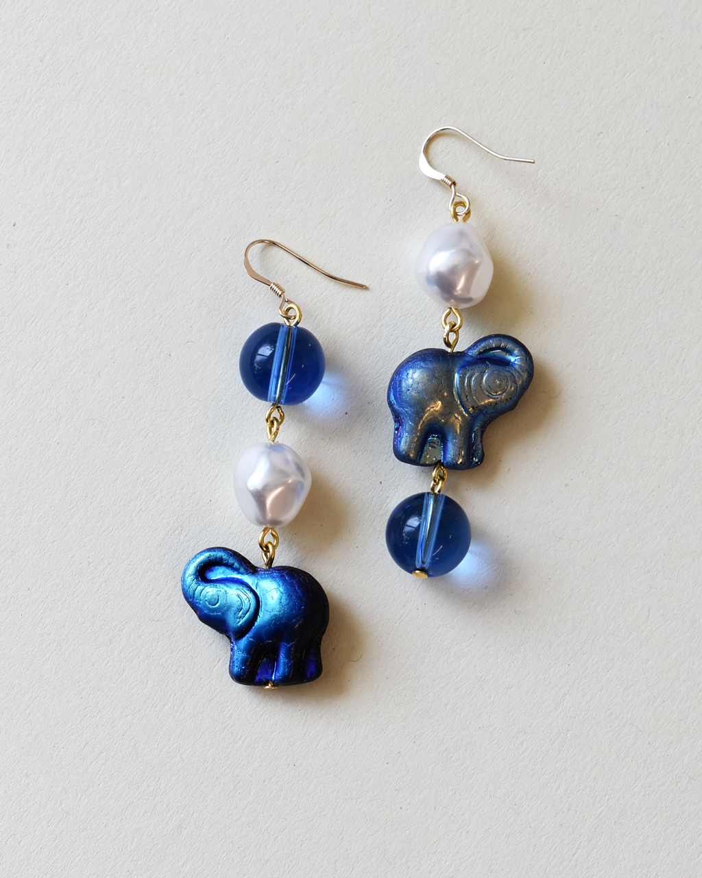 Iridescent Elephant Pearl Drop Earrings