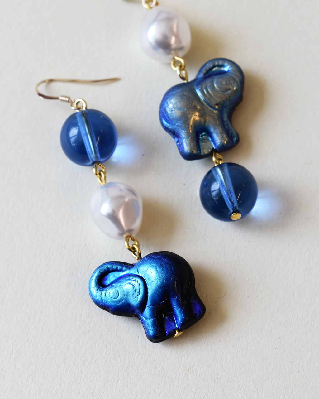 Iridescent Elephant Pearl Drop Earrings