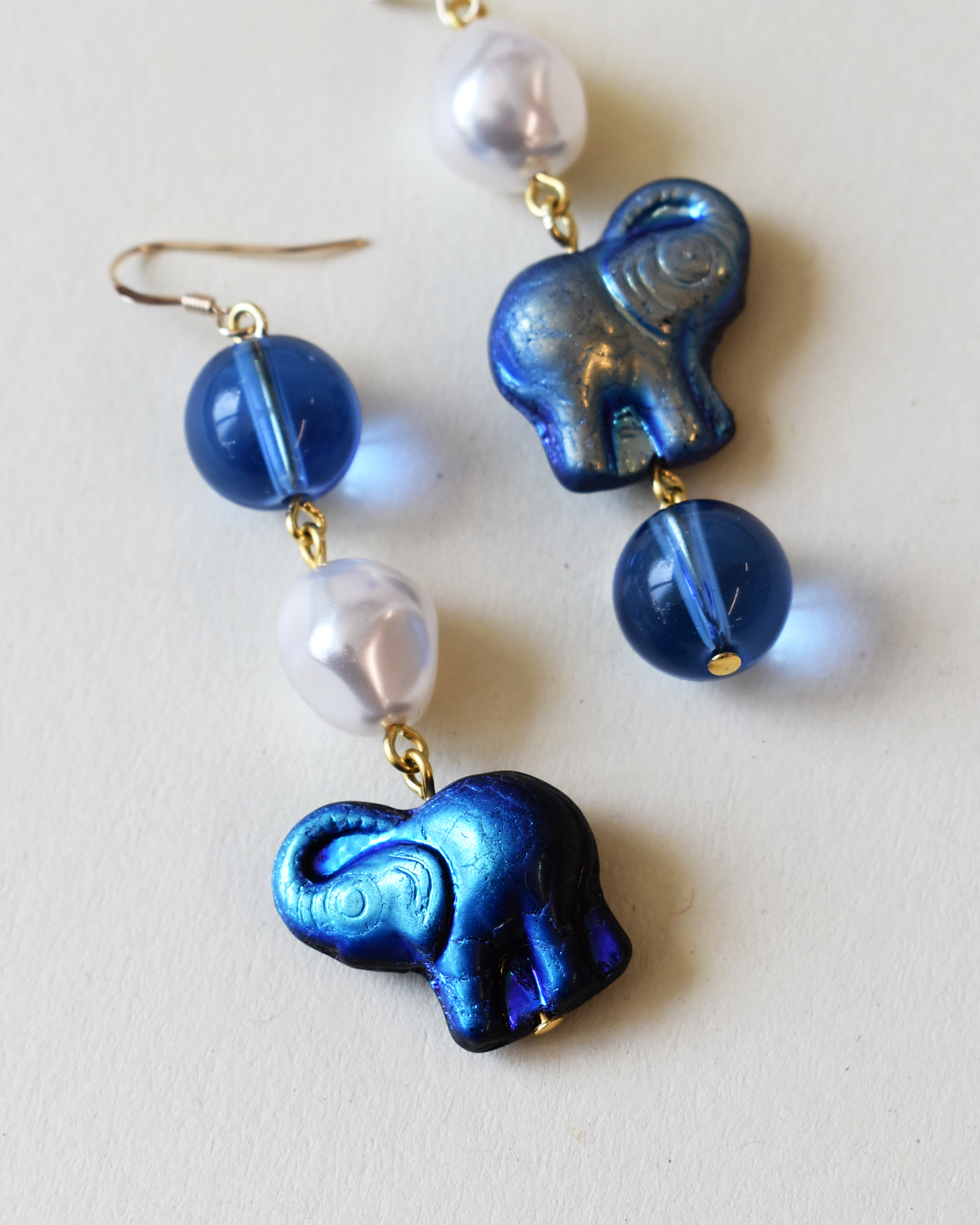 Iridescent Elephant Pearl Drop Earrings