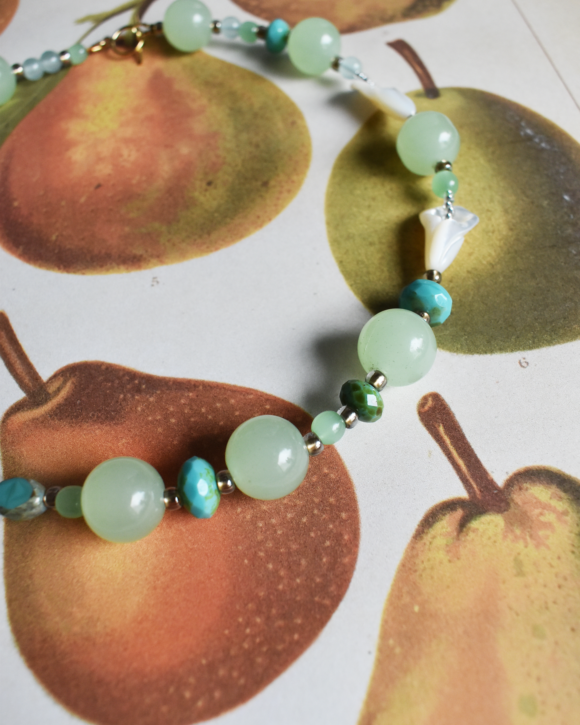 'Woodland Owl' Mother of Pearl Bead Necklace