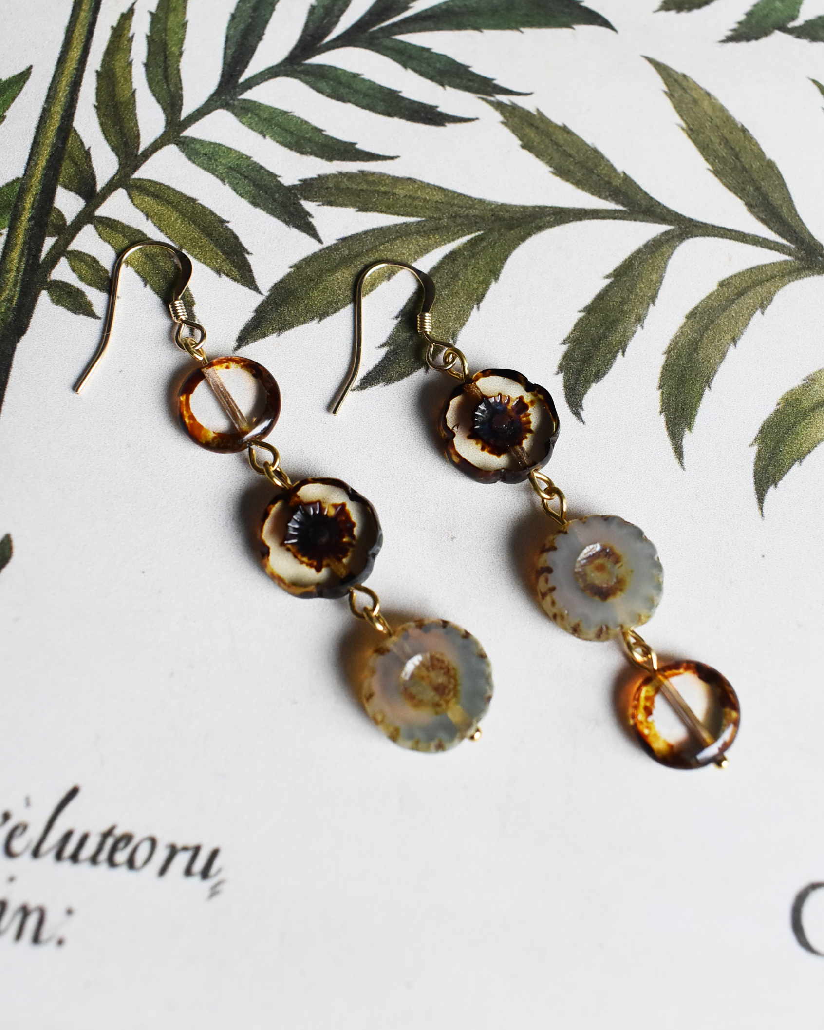 'Mottled Bloom' Pressed Glass Earrings
