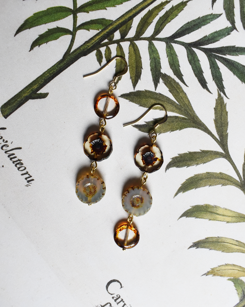 'Mottled Bloom' Pressed Glass Earrings