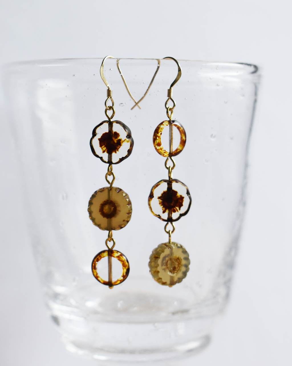 'Mottled Bloom' Pressed Glass Earrings