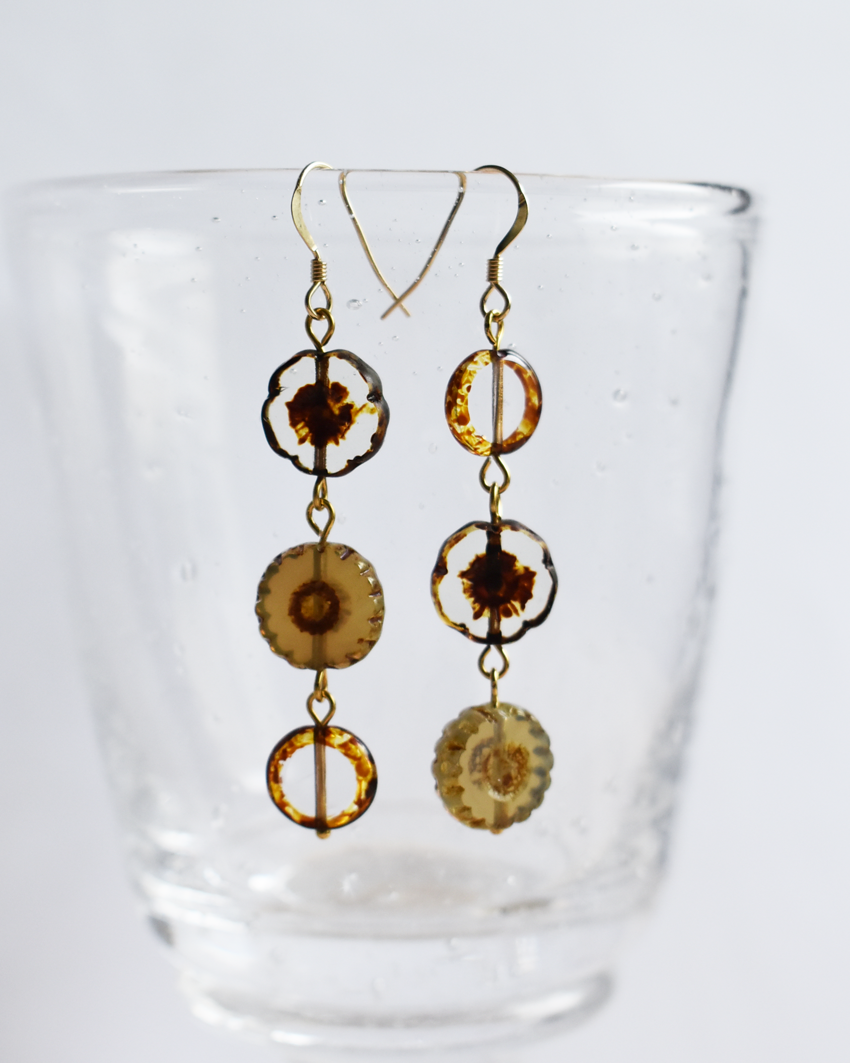 'Mottled Bloom' Pressed Glass Earrings