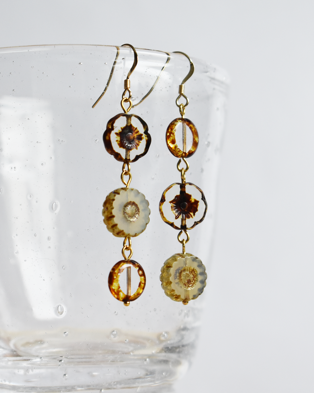 'Mottled Bloom' Pressed Glass Earrings