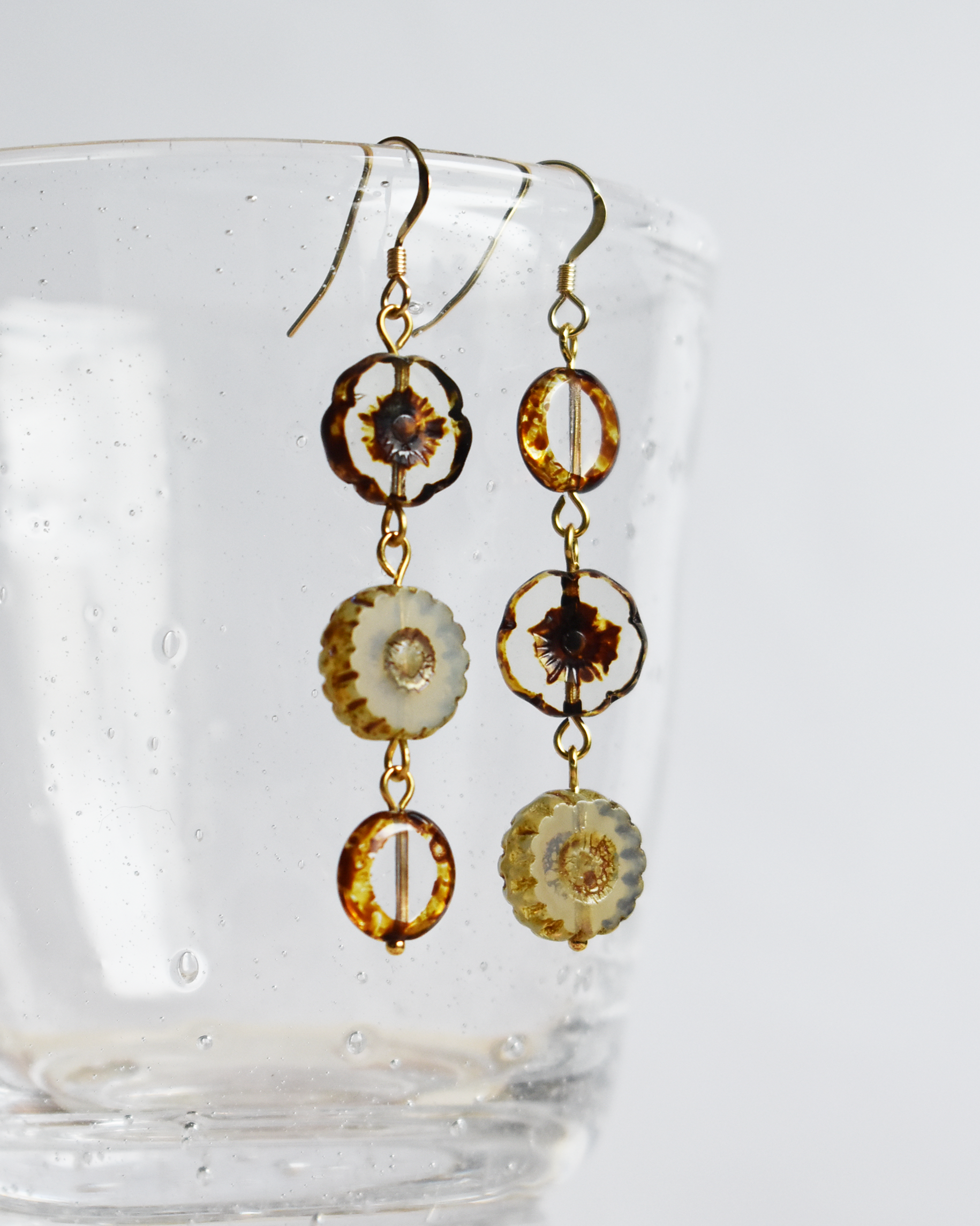 'Mottled Bloom' Pressed Glass Earrings