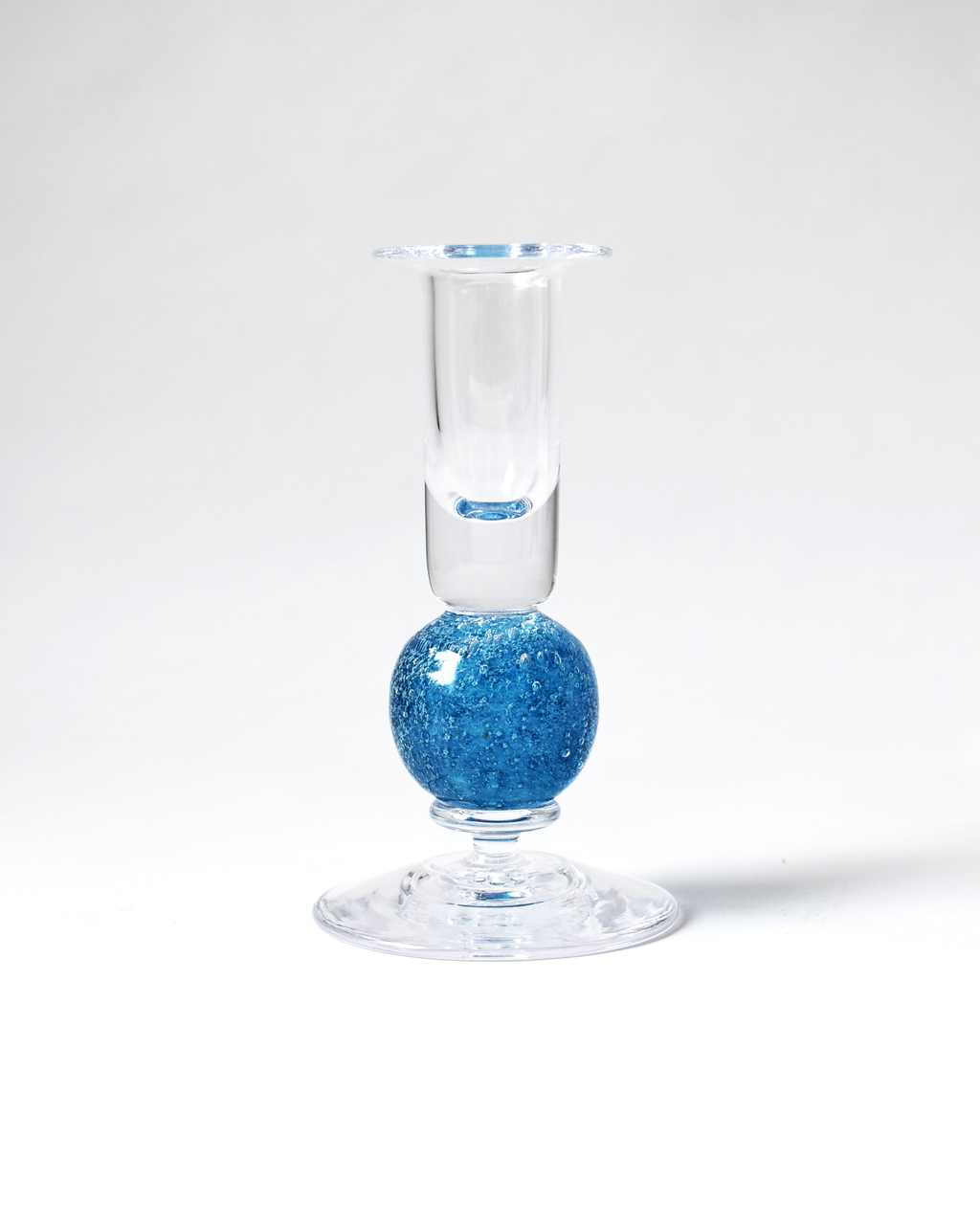 Aqua Blue Blown Glass 'Stellar' Candlestick