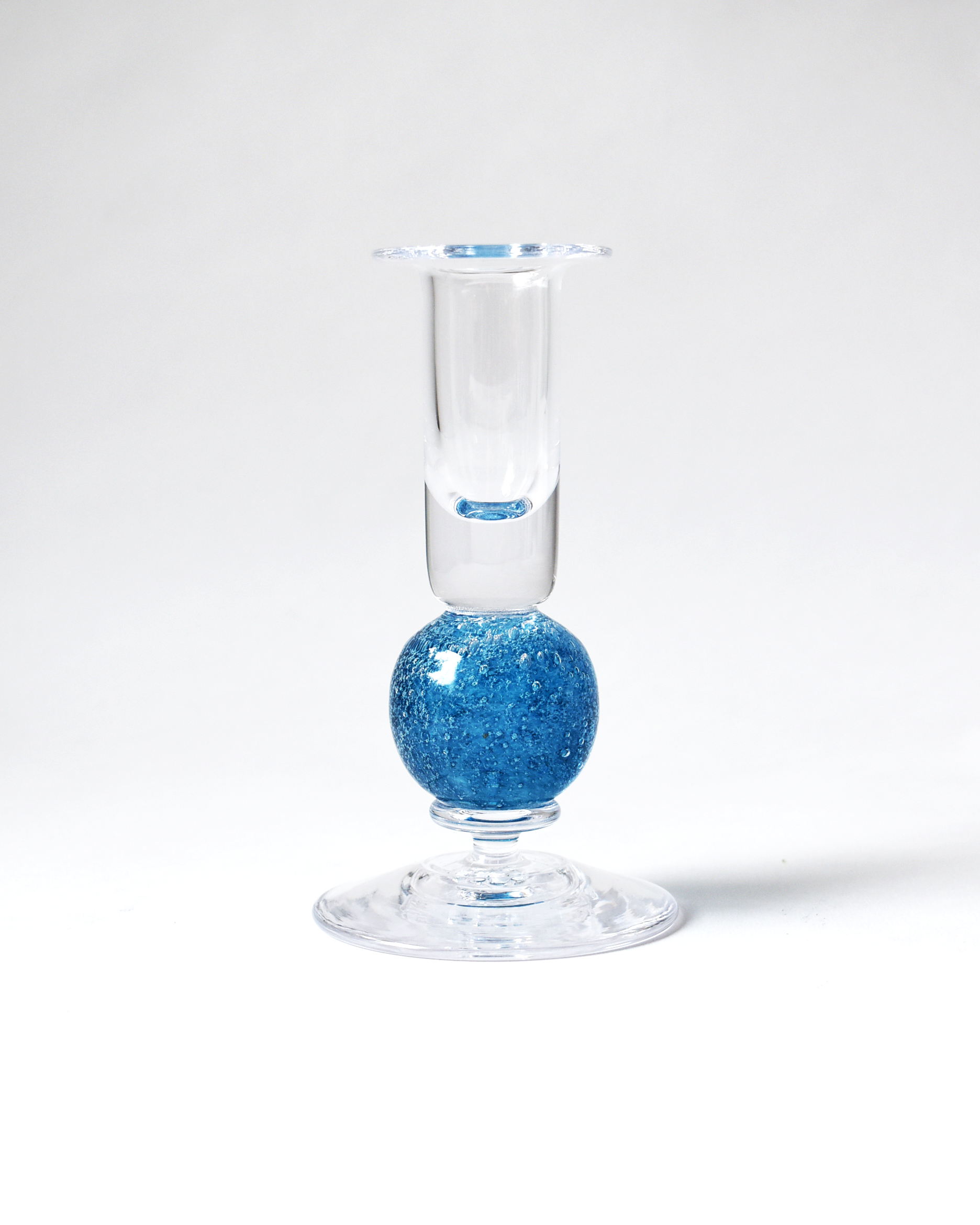 Aqua Blue Blown Glass 'Stellar' Candlestick
