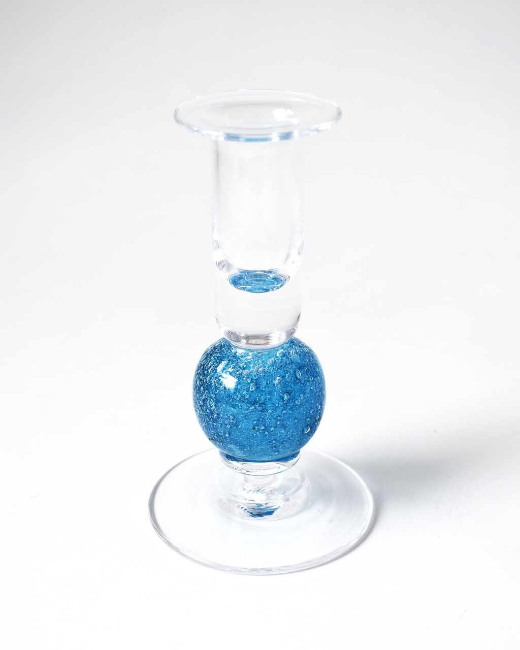 Aqua Blue Blown Glass 'Stellar' Candlestick