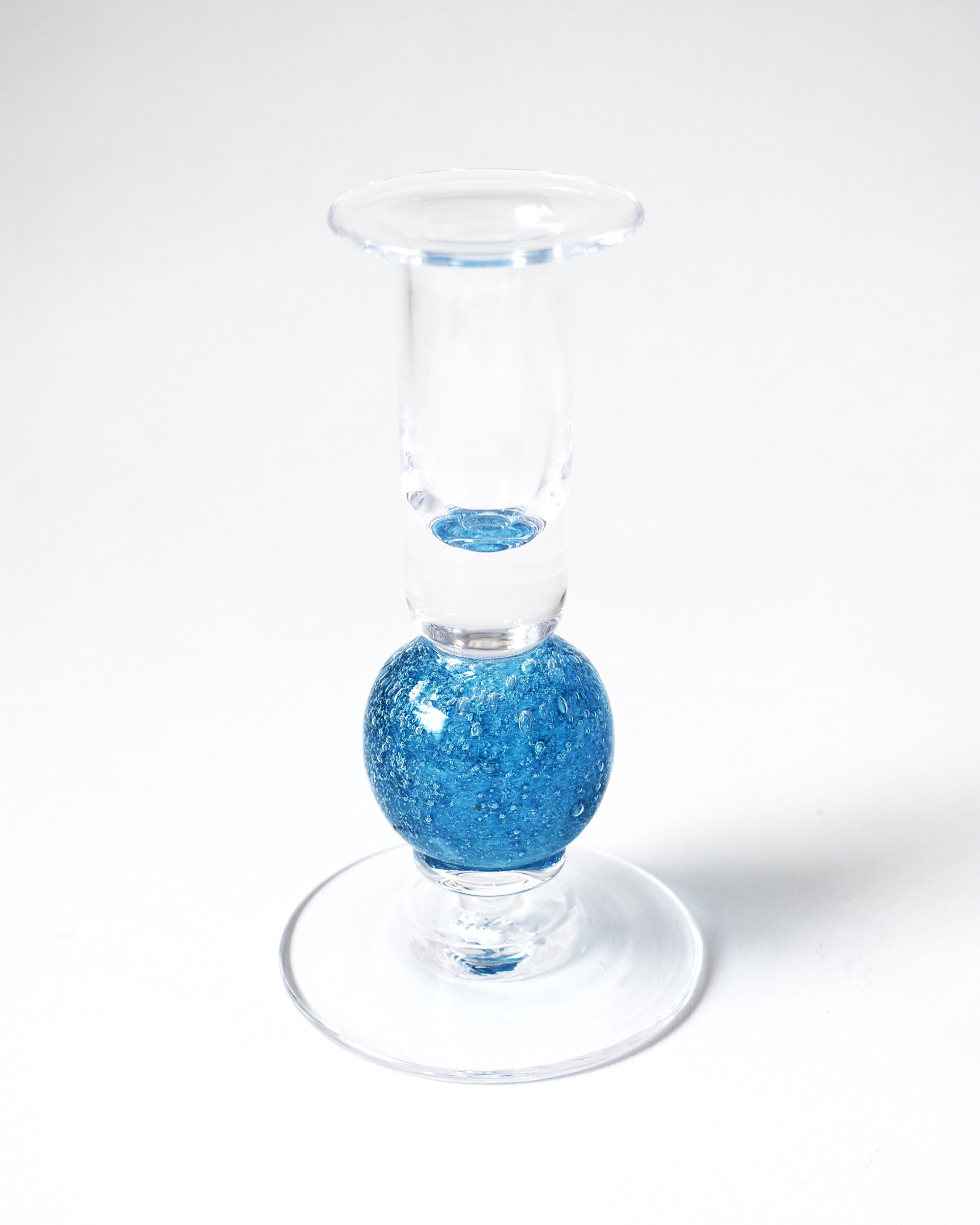 Aqua Blue Blown Glass 'Stellar' Candlestick
