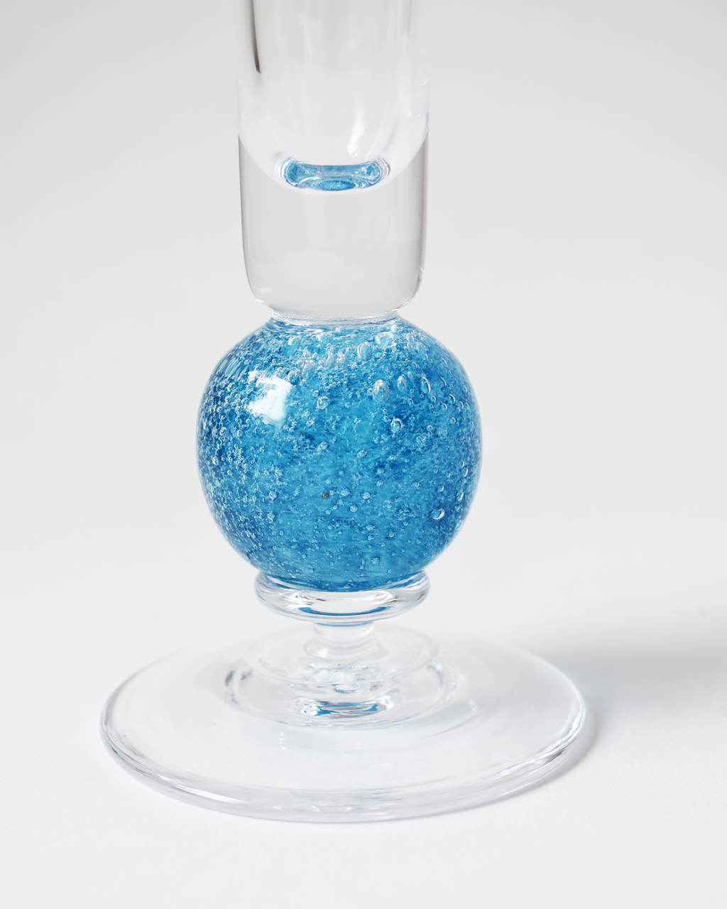 Aqua Blue Blown Glass 'Stellar' Candlestick