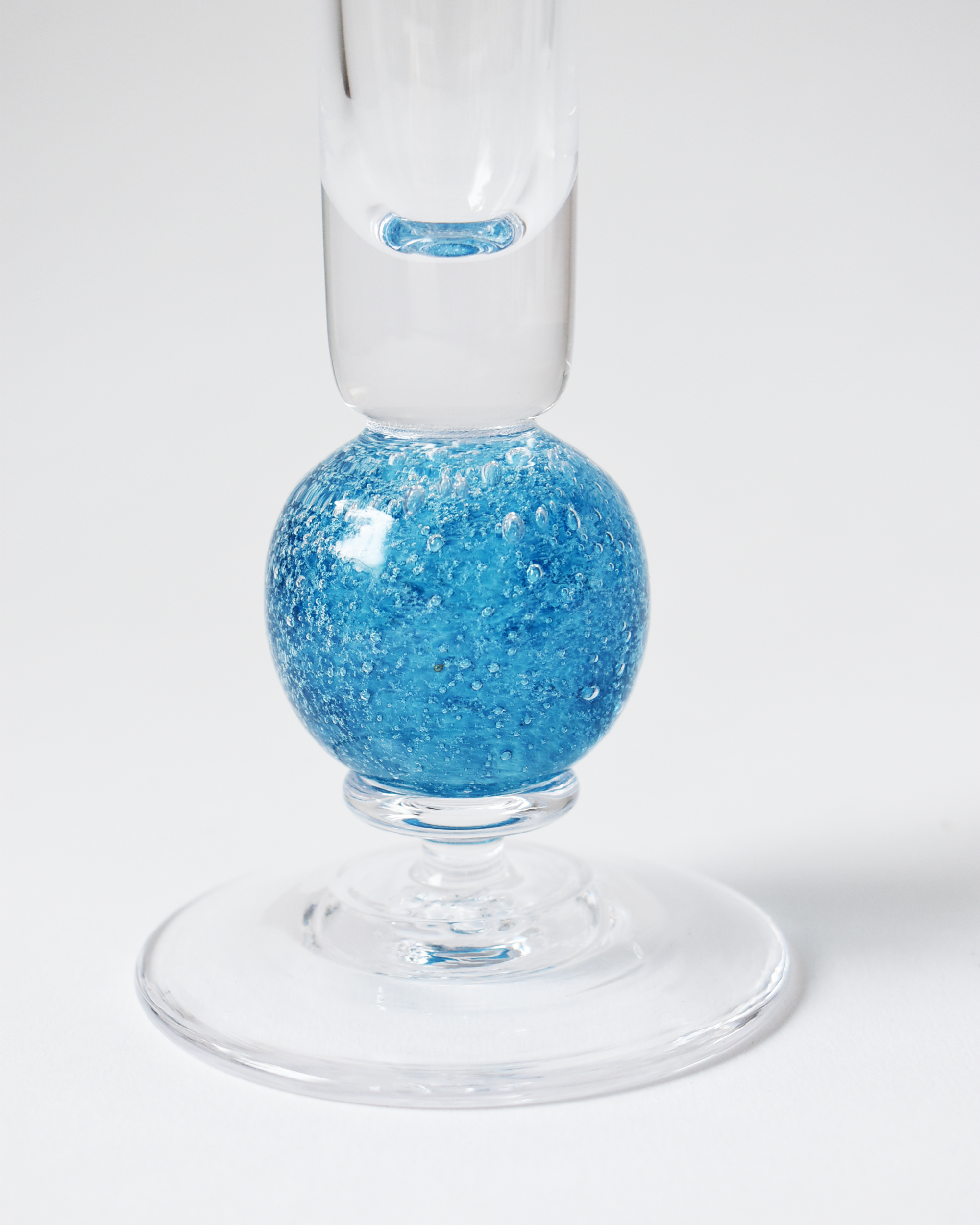 Aqua Blue Blown Glass 'Stellar' Candlestick