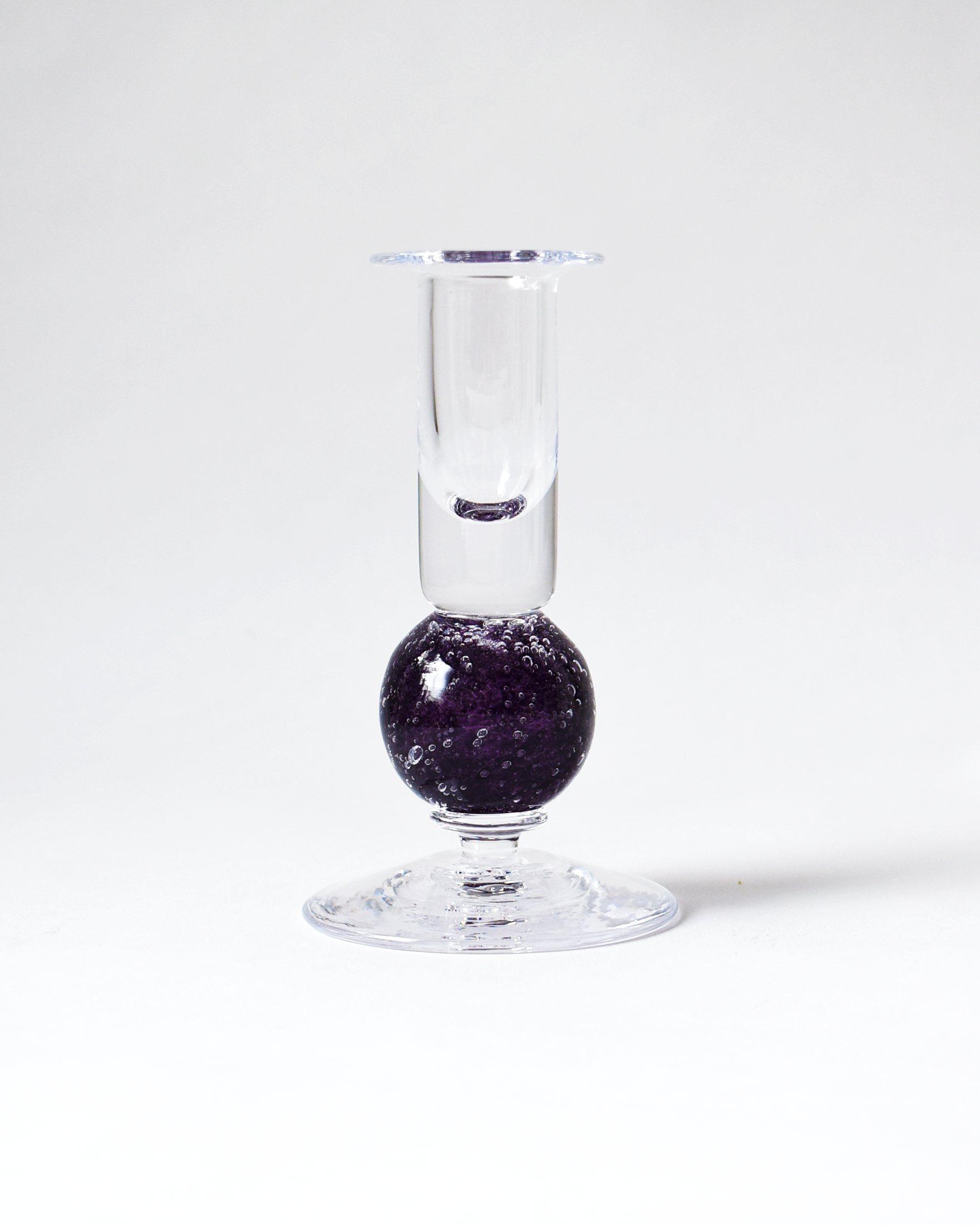 Deep Purple Blown Glass 'Stellar' Candlestick